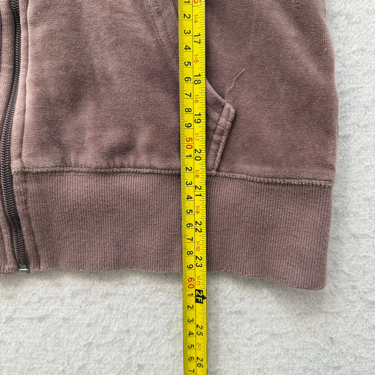 Juicy Couture Women's Brown Velour Zip-Up Hoodie Drawstring Pockets Y2K Size M