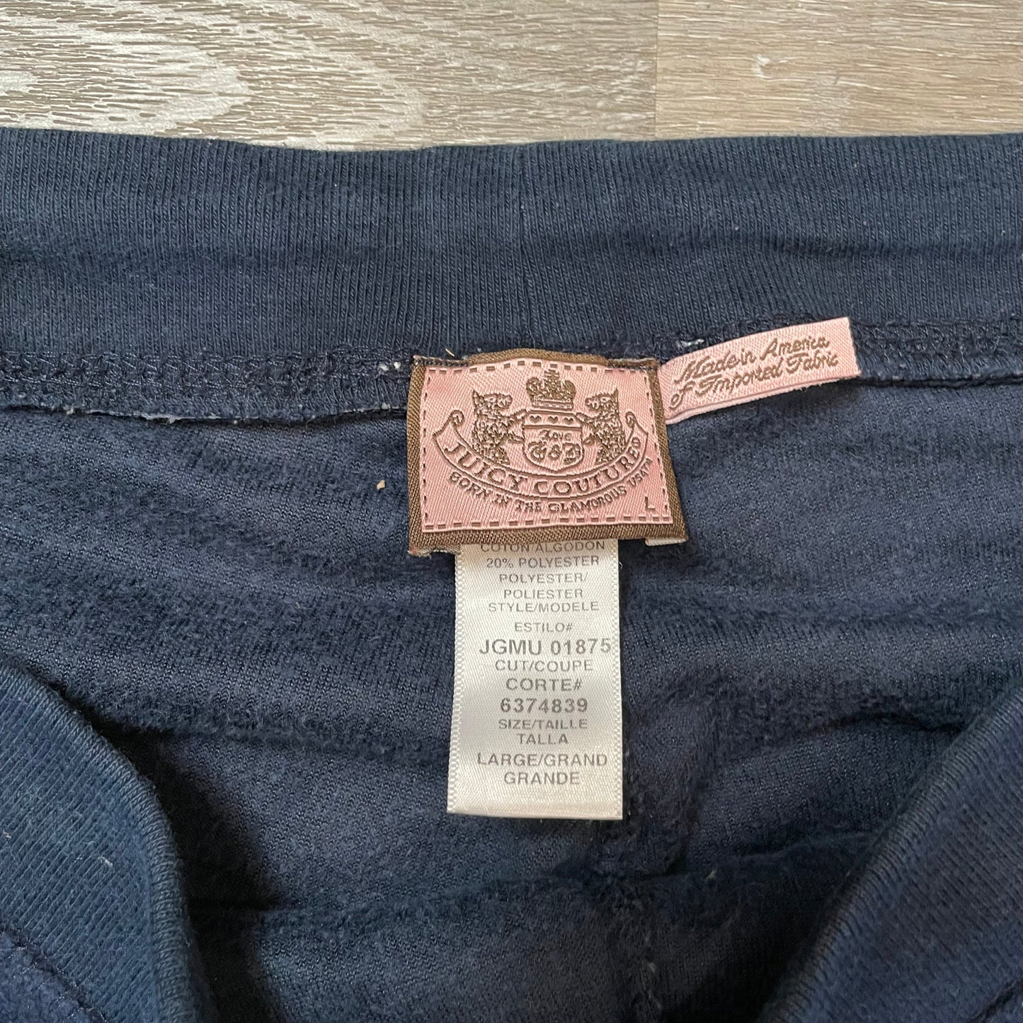 Vintage Juicy Couture Women's Navy Velour Wide Leg Track Pants Drawstring Size L