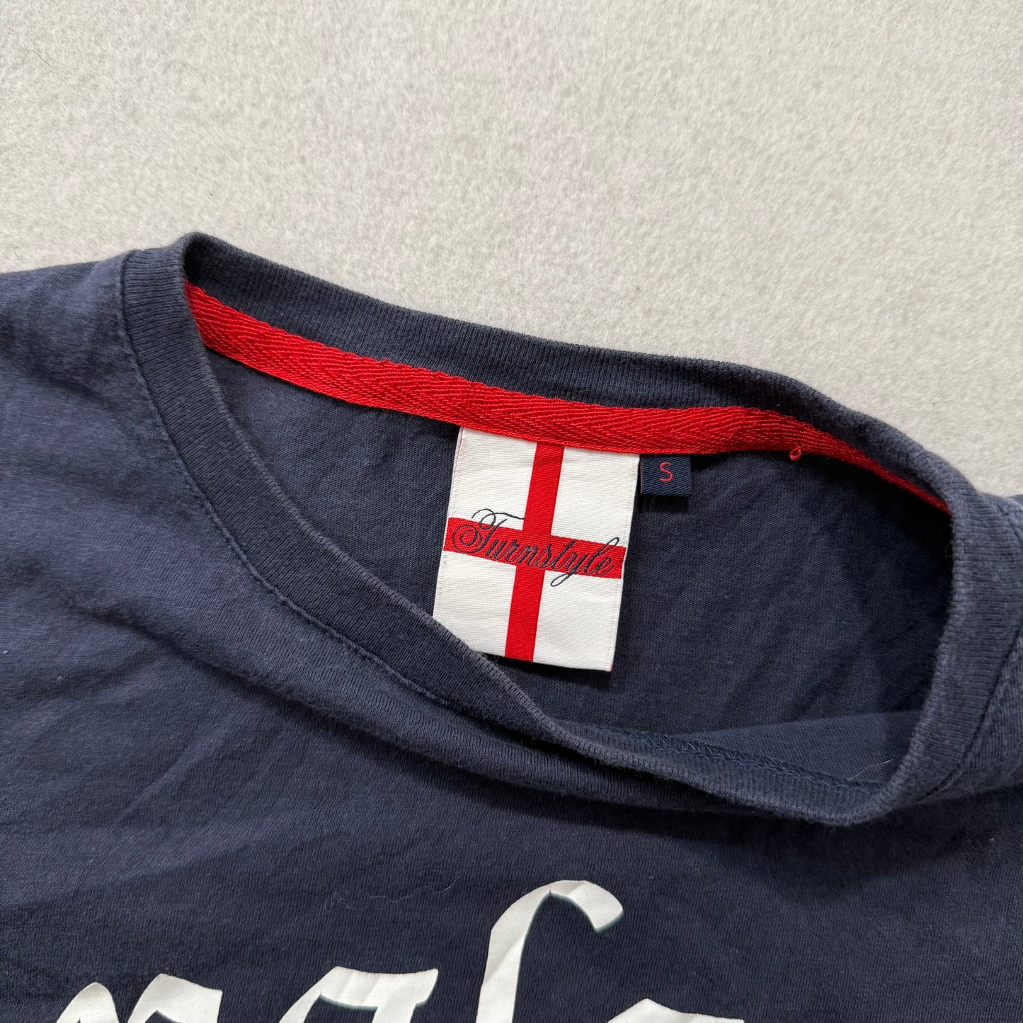 Turnstyle Men's Navy Blue Cotton T-Shirt England Football Three Lions Tee Size S