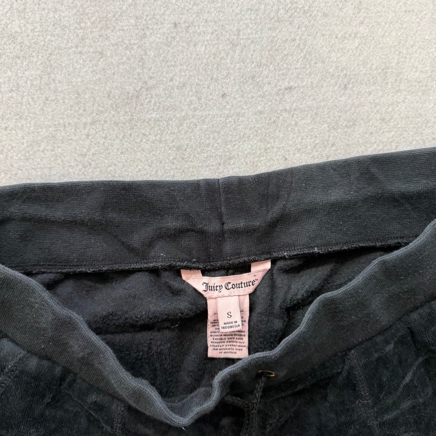 Juicy Couture Women's Jet Black Velour Flared Track Pant Back Snap Pocket Size S