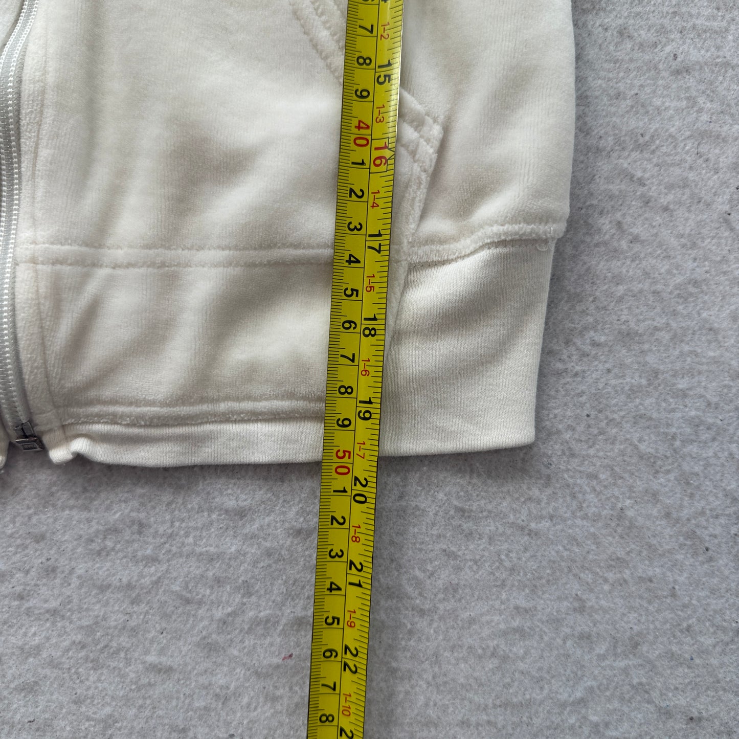 Bebe Womens Cream Velour Zip-Up Hoodie Pockets Embroidered Pink Rose Y2K Size XS