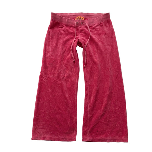 2003 Vintage Juicy Couture Women Hot Pink Terrycloth Wide Leg Track Pants Size S