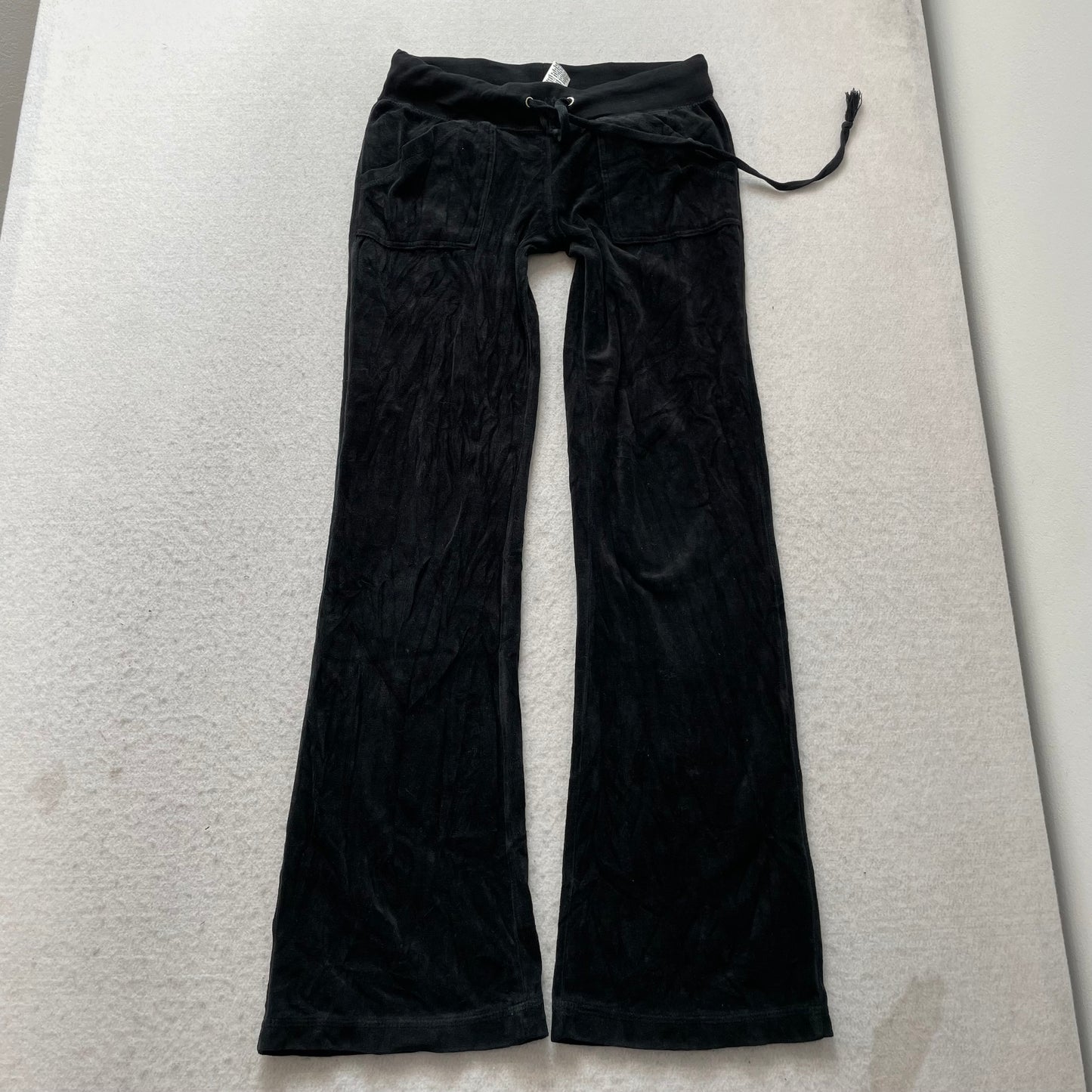 Vintage Juicy Couture Womens Black Velour Tracksuit Set Hoodie & Pant Y2k Size S