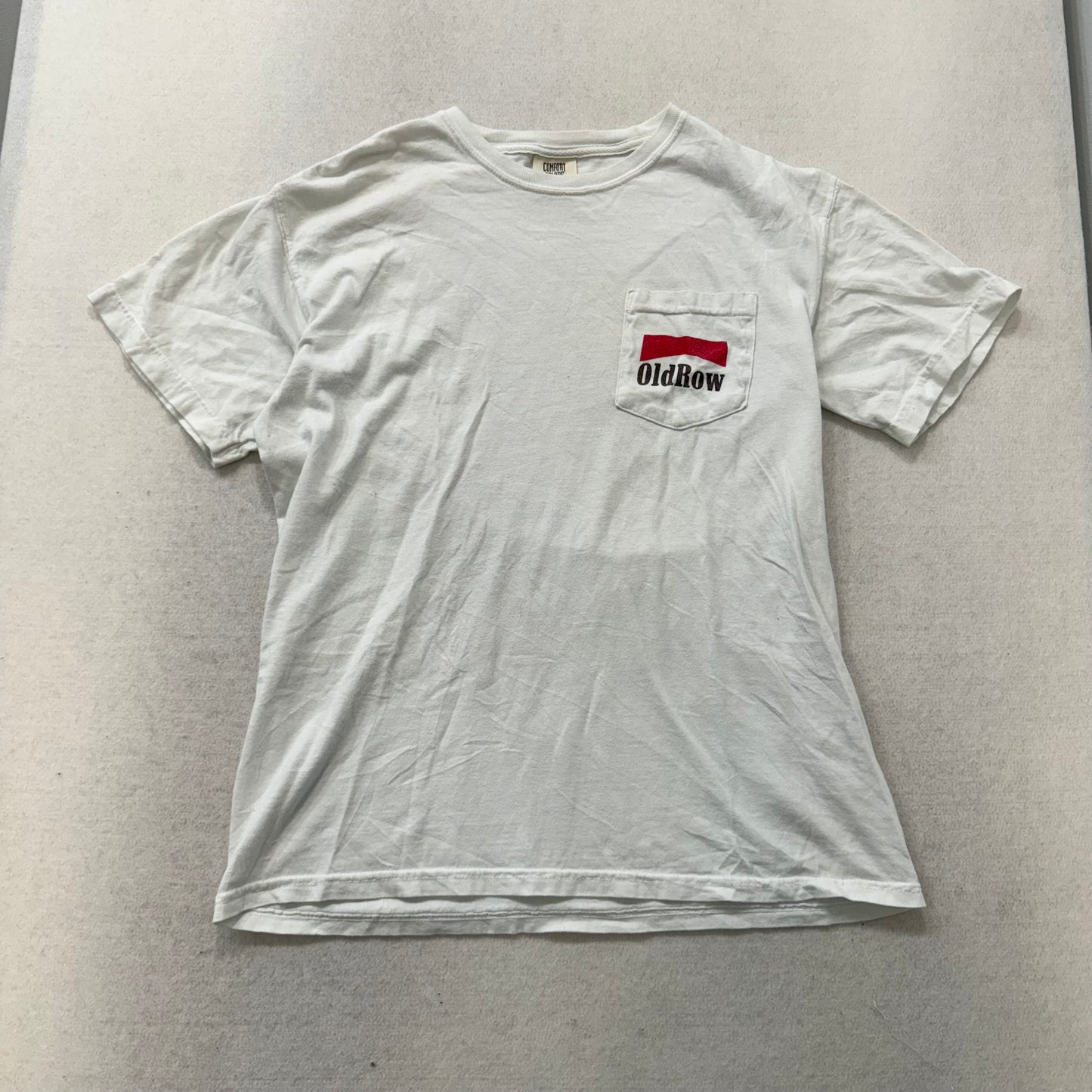 Comfort Colors White 100% Cotton T-Shirt Short Sleeves Crew Neck Logo Size M
