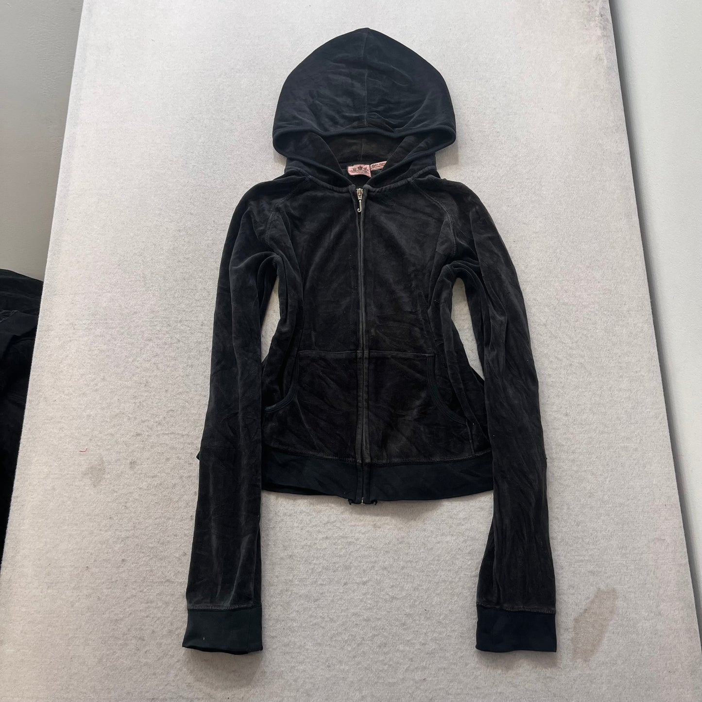 Juicy Couture Women's Charcoal Gray Velour Tracksuit Set Hoodie & Pant Size XL