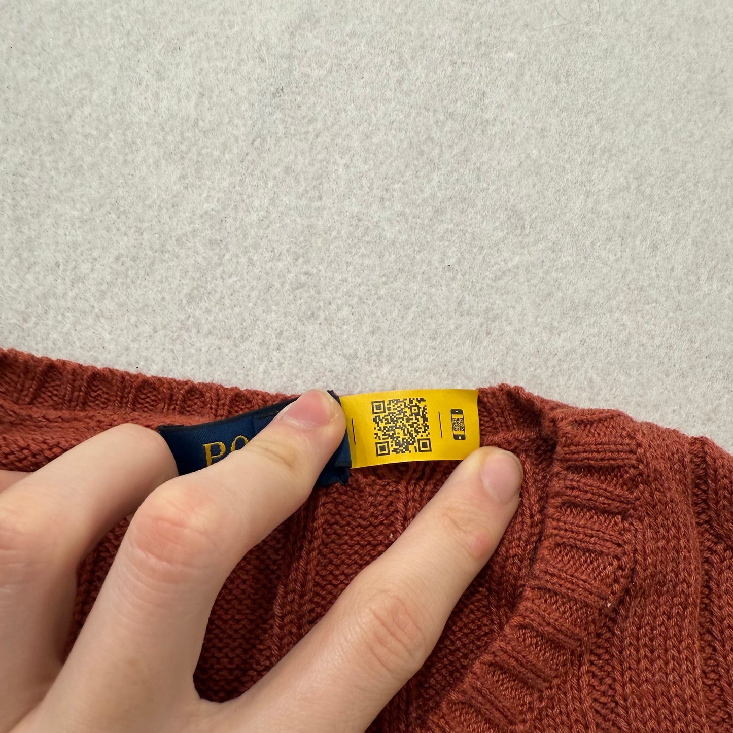 Polo Ralph Lauren Men's Terracotta Cable-Knit Sweater Ribbed Hem Logo Size S NWT