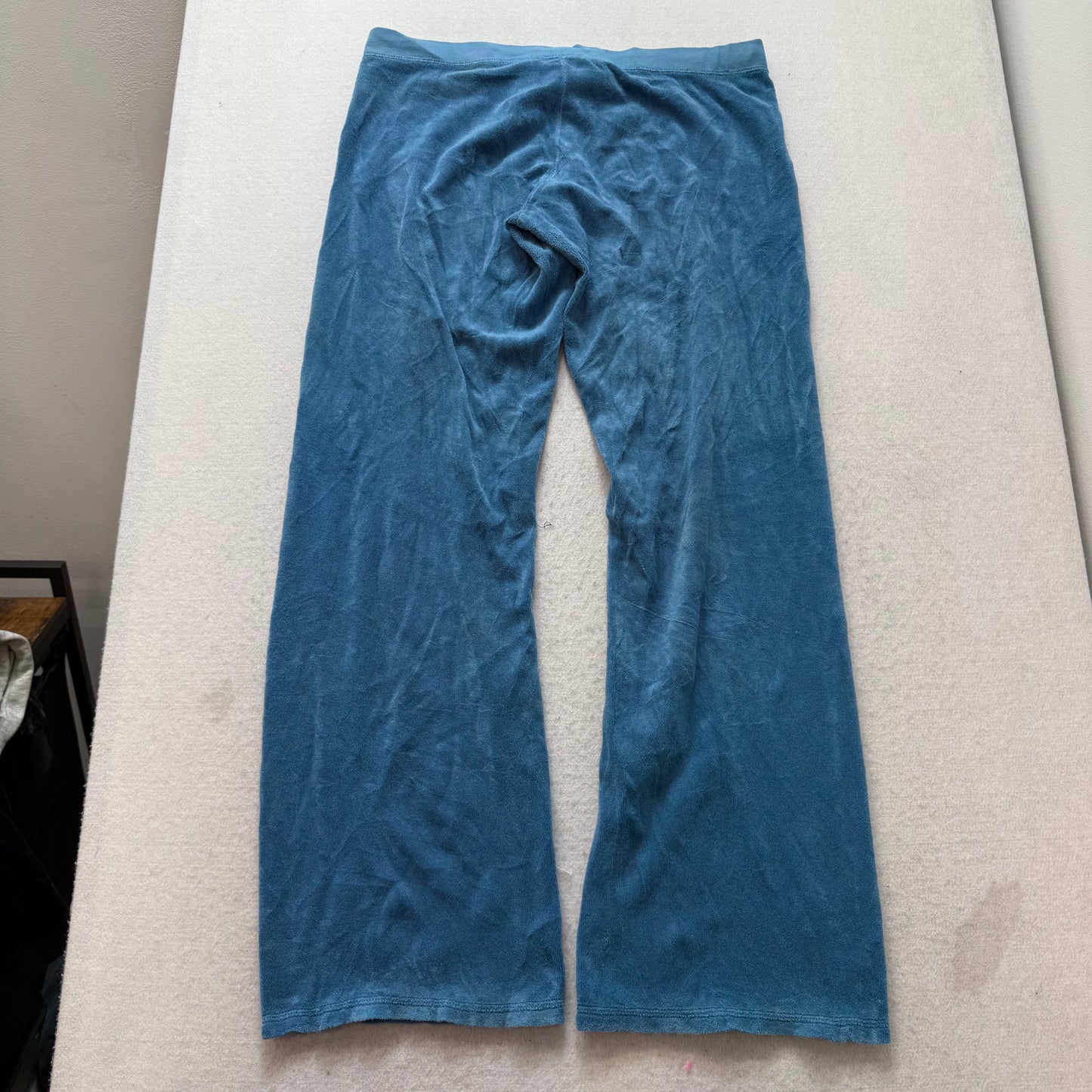 Vintage Juicy Couture Women's Steel Blue Terrycloth Flared Track Pant Y2K Size L