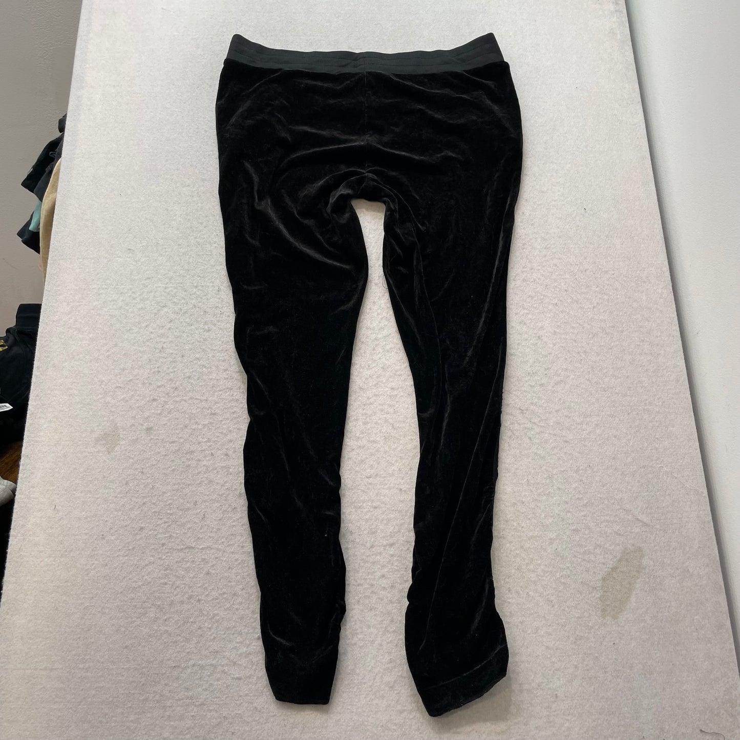 Juicy Couture Women's Black Velour Ruched Leggings Pants Elastic Waist Size L