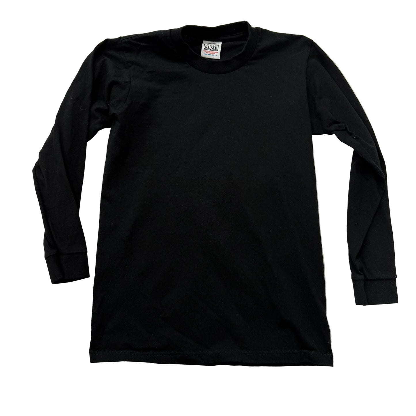 Pro Club Mens Black Heavyweight Cotton T-Shirt Long Sleeves Crew Neck Tee Size S