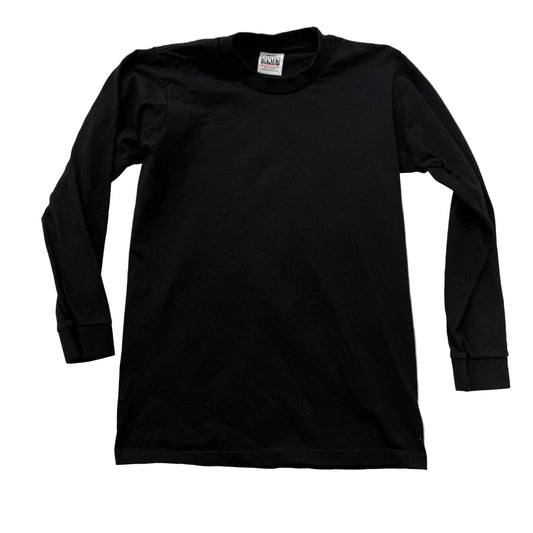 Pro Club Mens Black Heavyweight Cotton T-Shirt Long Sleeves Crew Neck Tee Size S