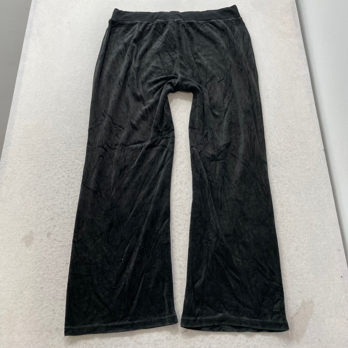 Juicy Couture Women's Black Velour Flared Leg Track Pants Drawstring Y2k Size XL
