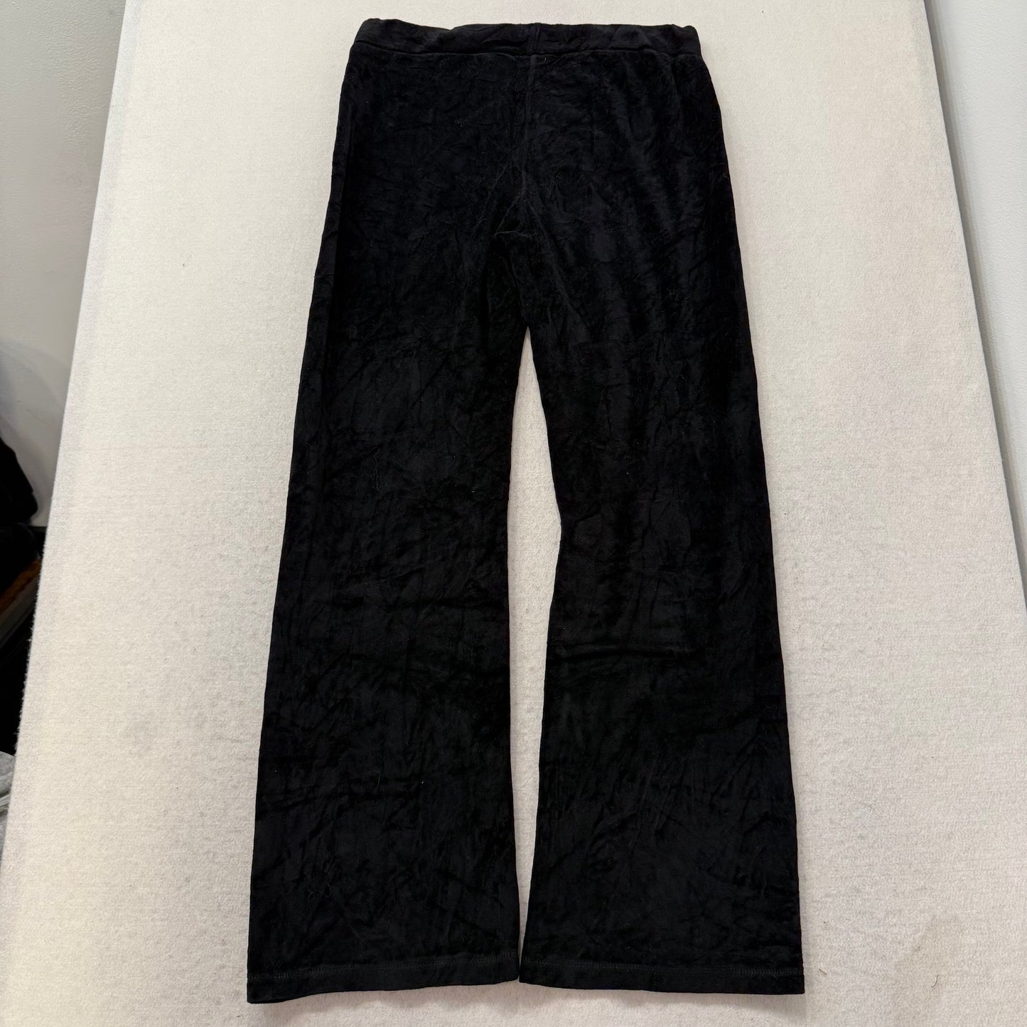 Juicy Couture Black Velour Tracksuit Set Zip Up Hoodie & Flare Pant Logo Size XL
