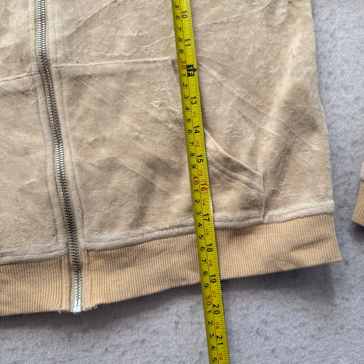 Juicy Couture Women's Beige Velour Tracksuit Set Hoodie & Flared Pant Size L/M