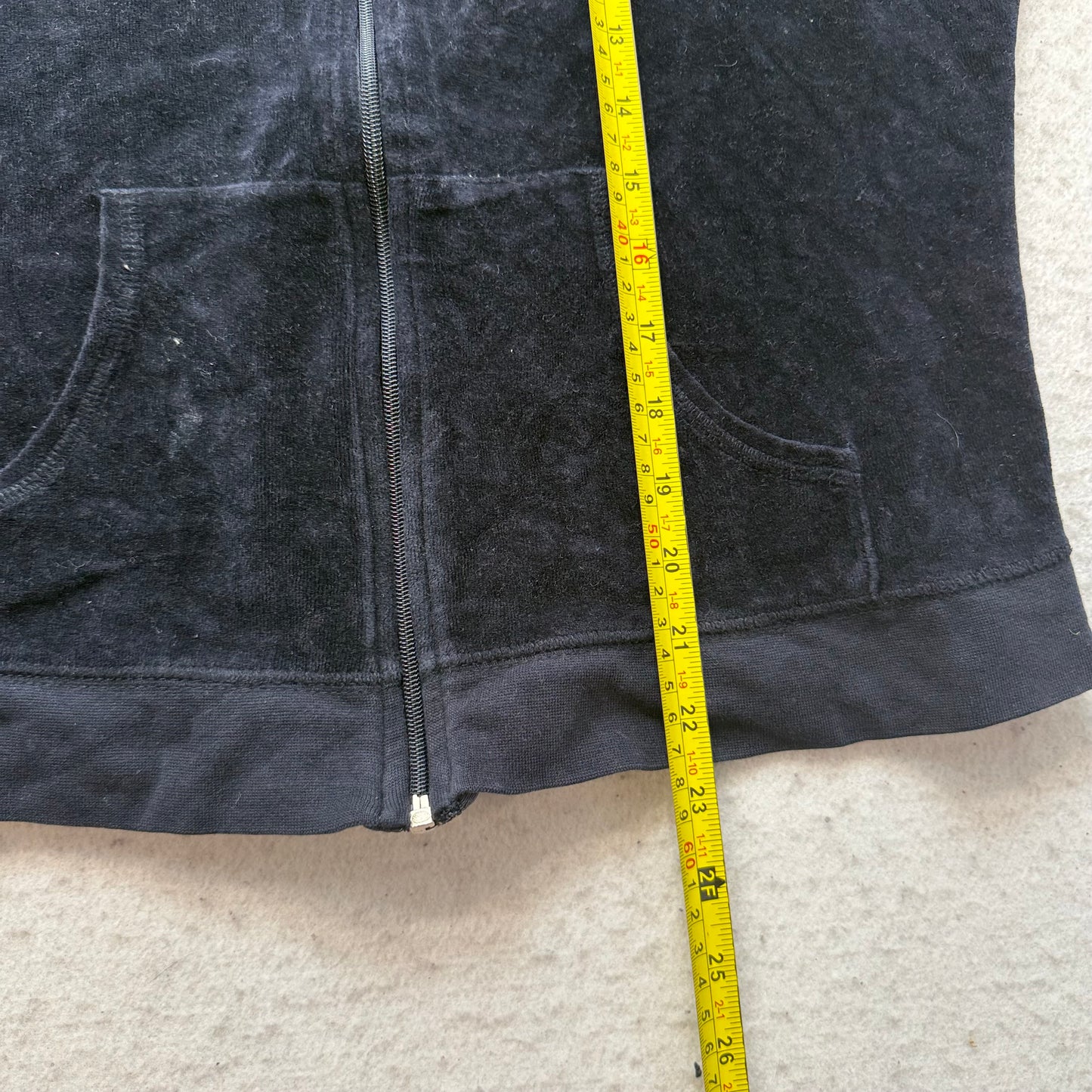 Juicy Couture Women's Jet Black Velour Zip-Up Track Jacket Mock Neck Y2k Size XL