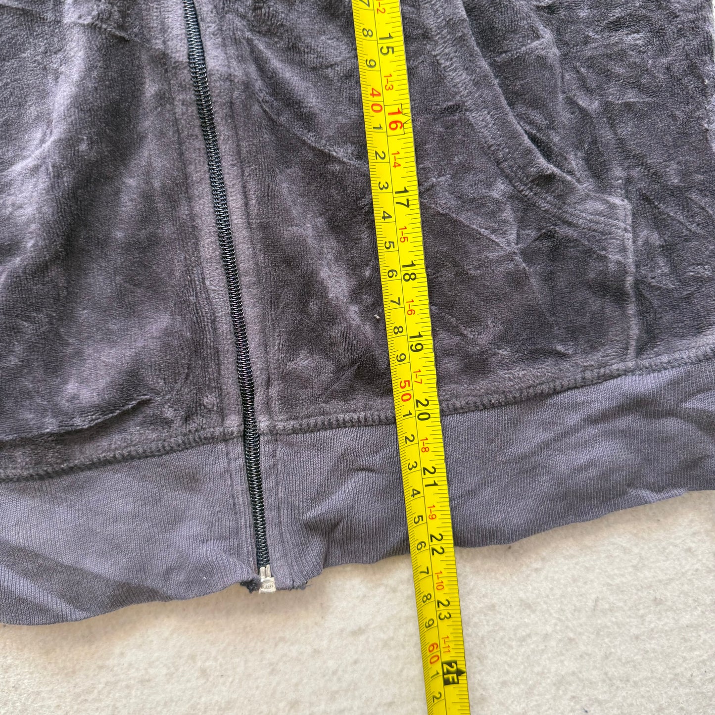 Juicy Couture Womens Deep Plum Velour Zip Up Track Jacket Rhinestone Logo Size M