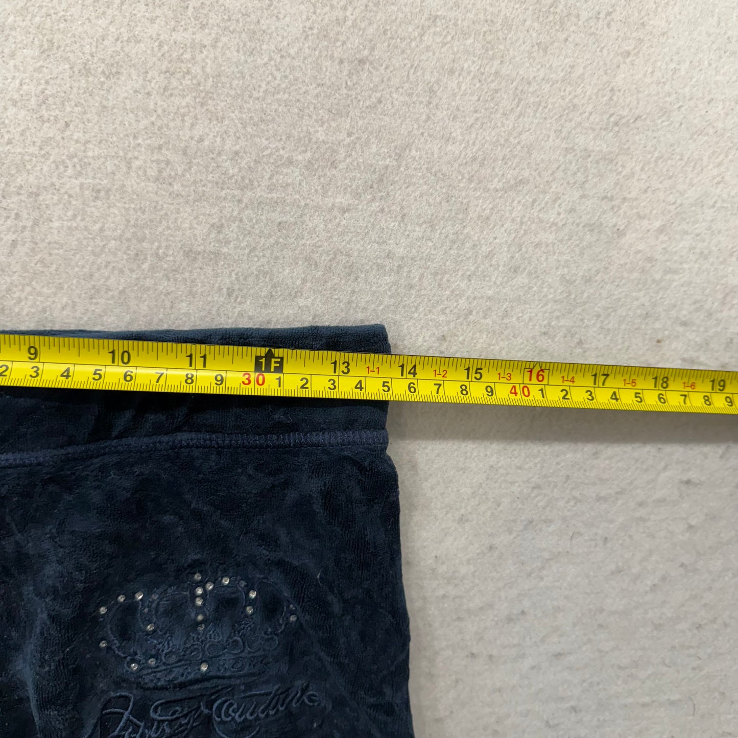 Vintage Juicy Couture Women's Navy Flared Track Pant Rhinestones Logo Y2K Size S