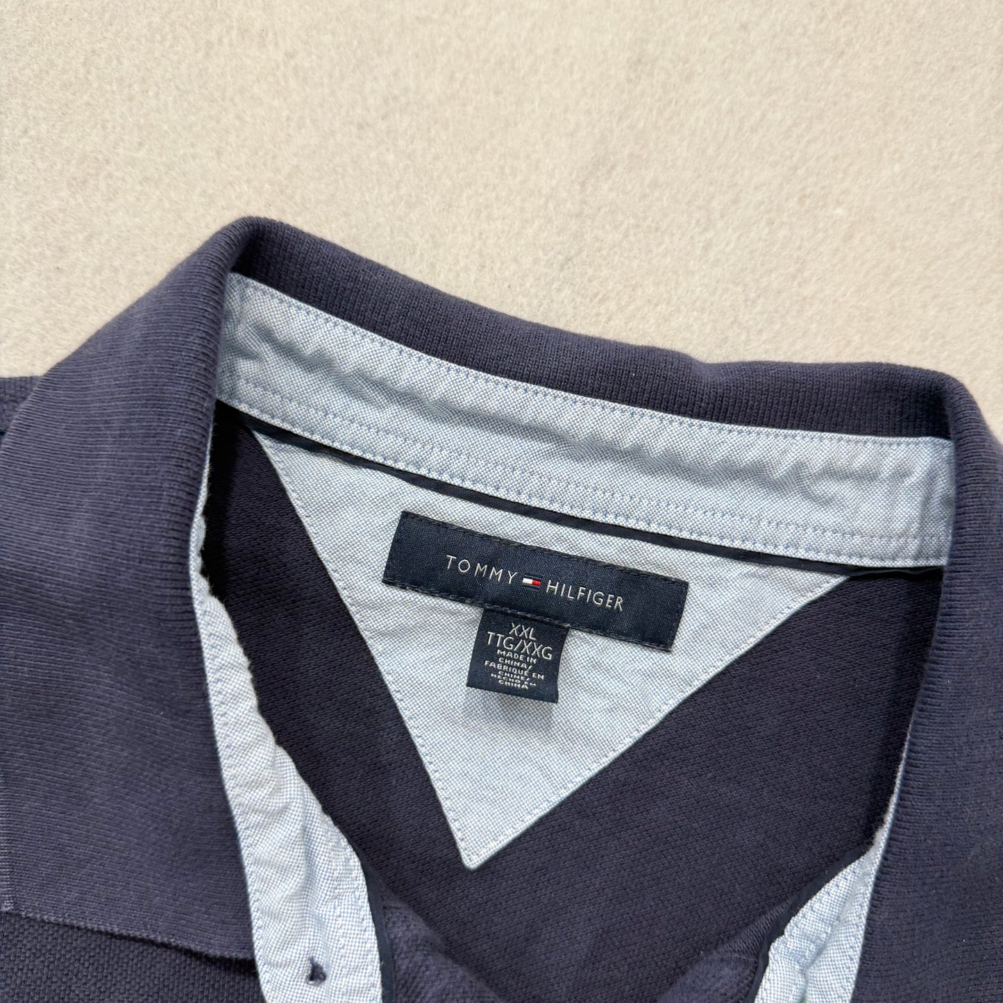 Tommy Hilfiger Men's Navy Cotton Classic Fit Polo Shirt Short Sleeves Size 2XL