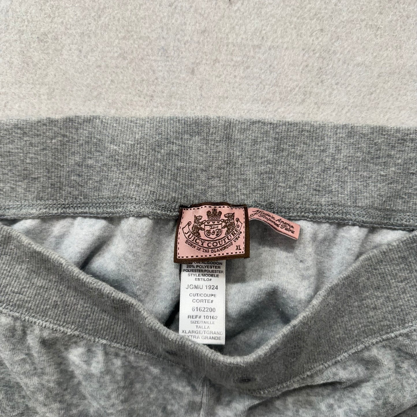 Juicy Couture Women's Heather Gray Velour Flared Track Pant Loungewear Size XL