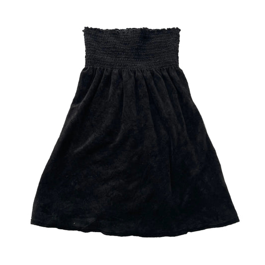 Juicy Couture Women's Black Velour Smocked Tube Dress Strapless Y2K Size XL