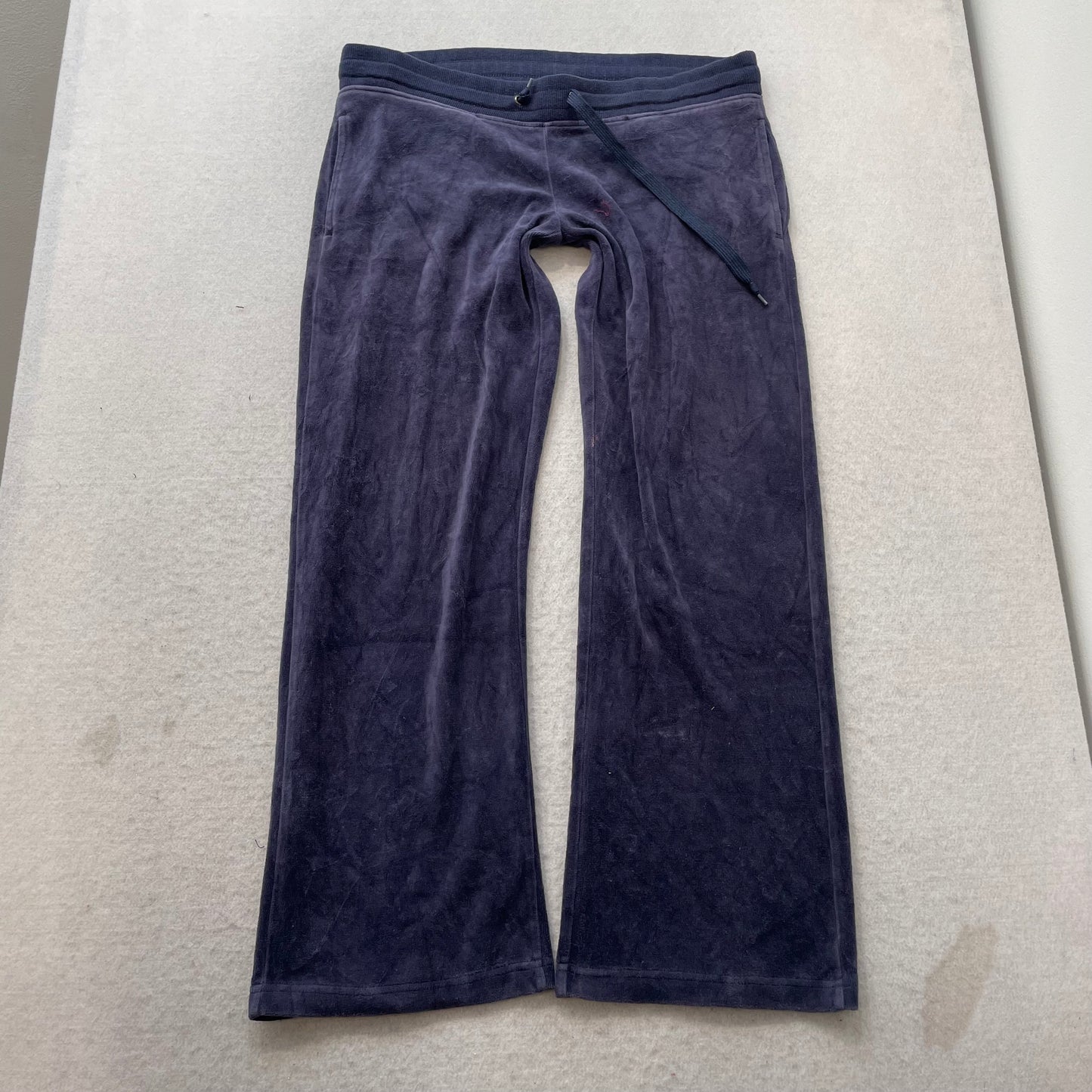Vintage Juicy Couture Womens Navy Blue Velour Tracksuit Set Hoodie & Pant Size S