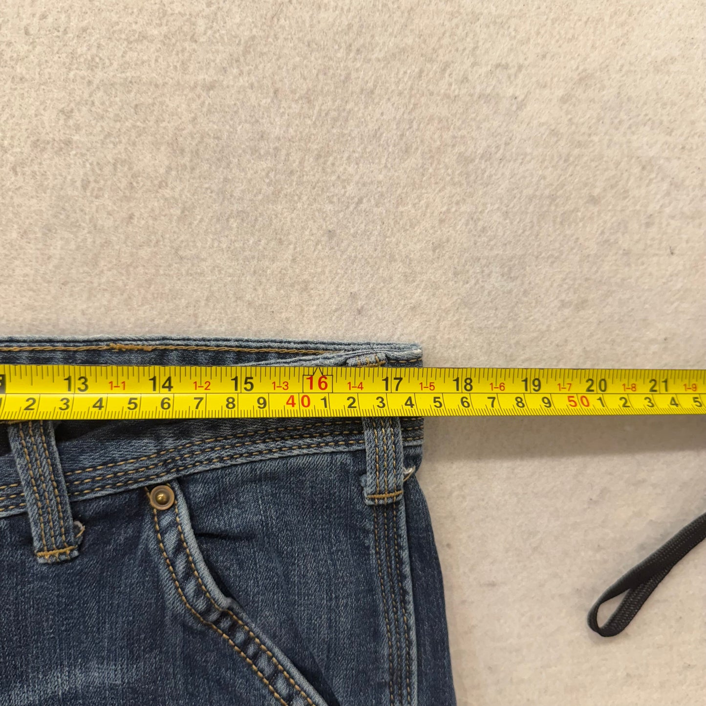 Carhartt Men's Blue Denim Straight Leg Carpenter Jeans Utility Pockets Size 14