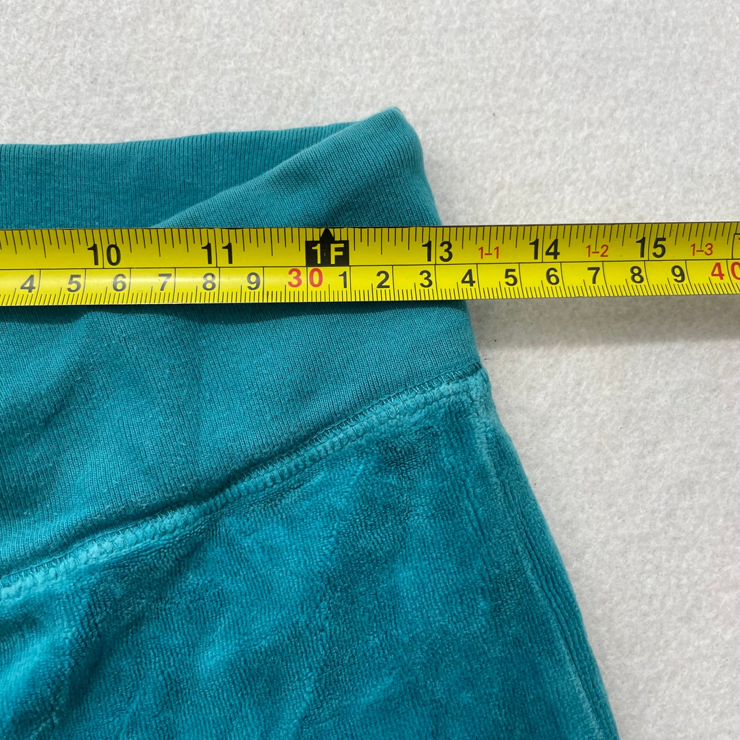 Vintage Juicy Couture Women's Teal Velour Flared Track Pants Drawstring Size S