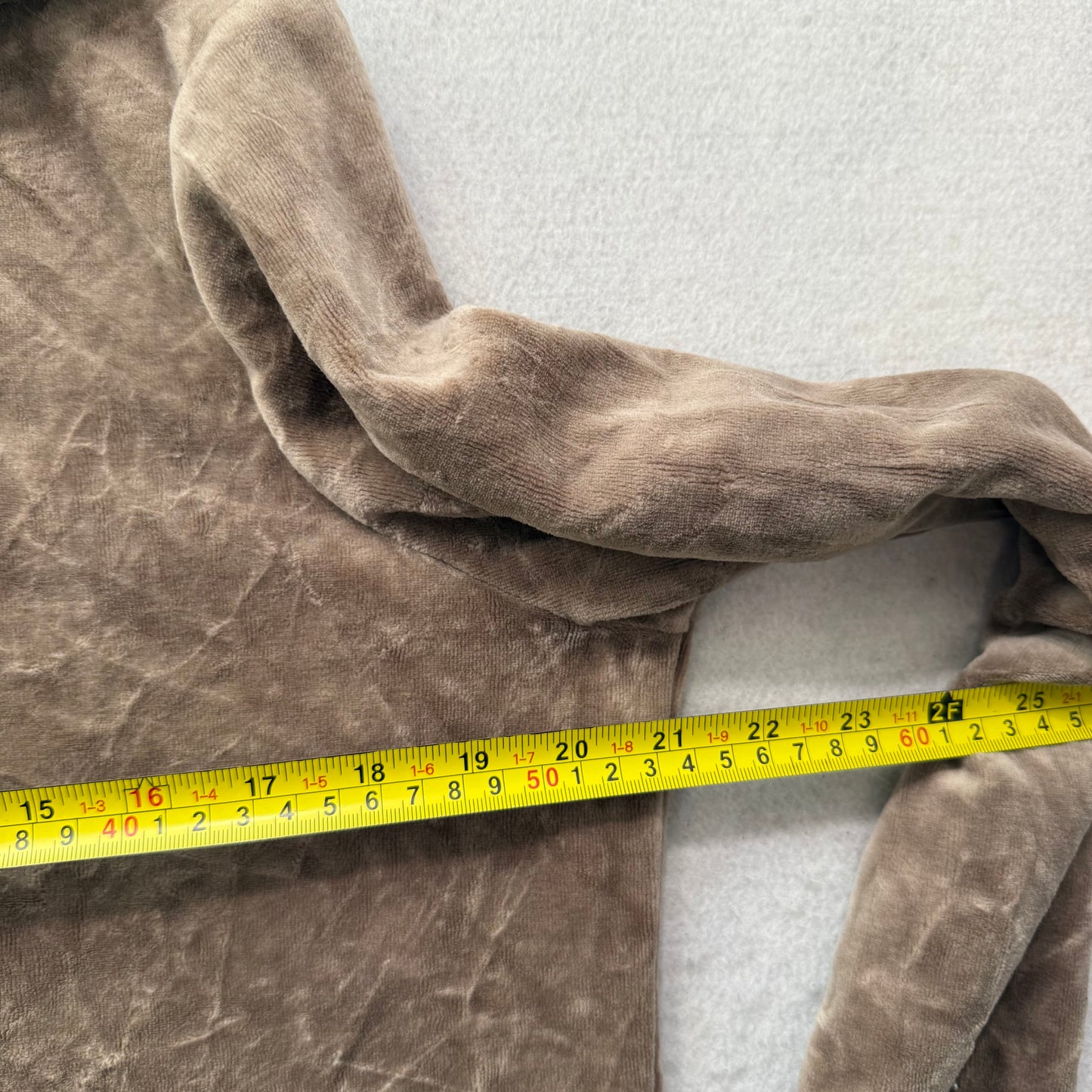 Vintage Juicy Couture Women's Light Brown Velour Zip-Up Hoodie Drawstring Size L