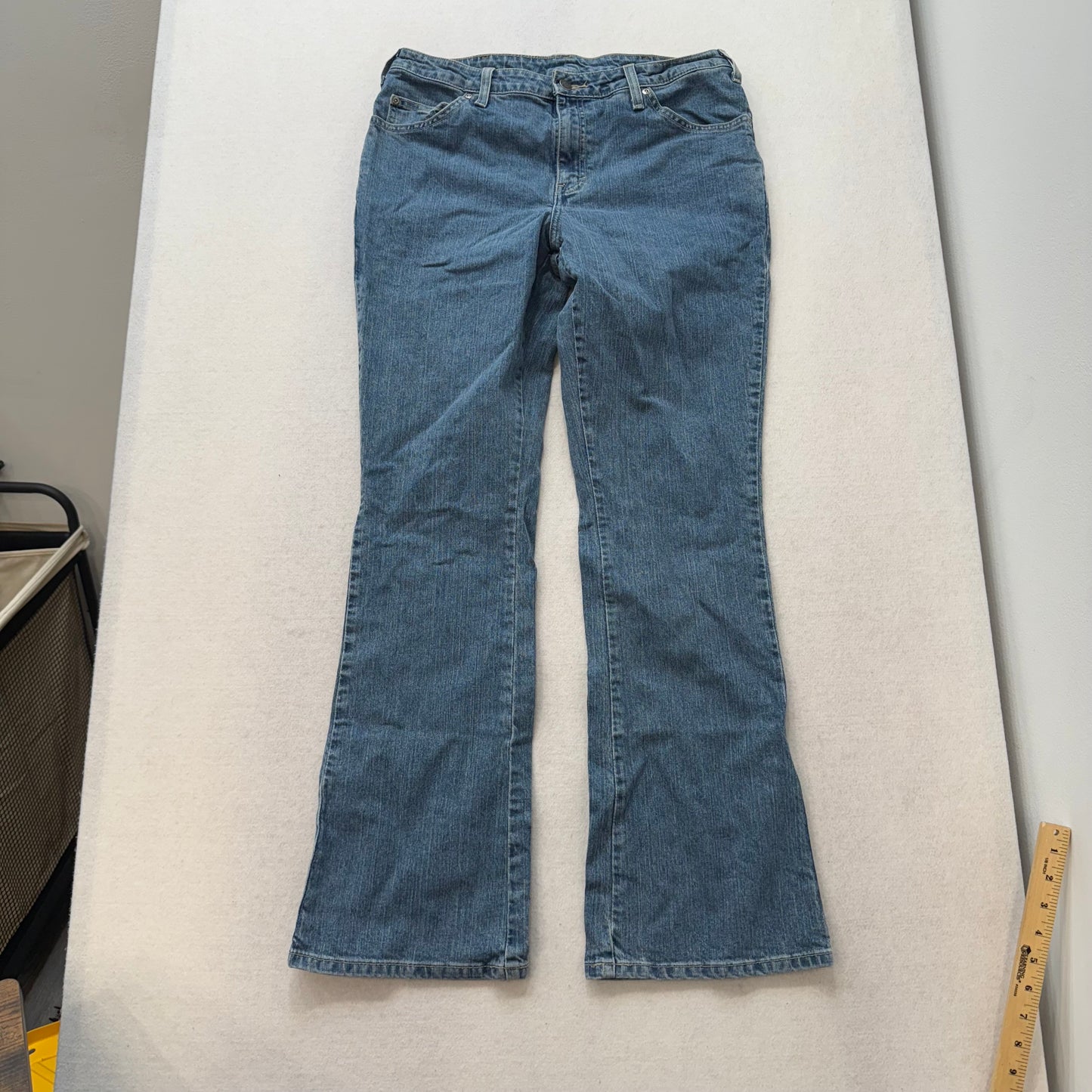 Dickies Blue Denim Flare Jeans Front Slant Pockets Size 32