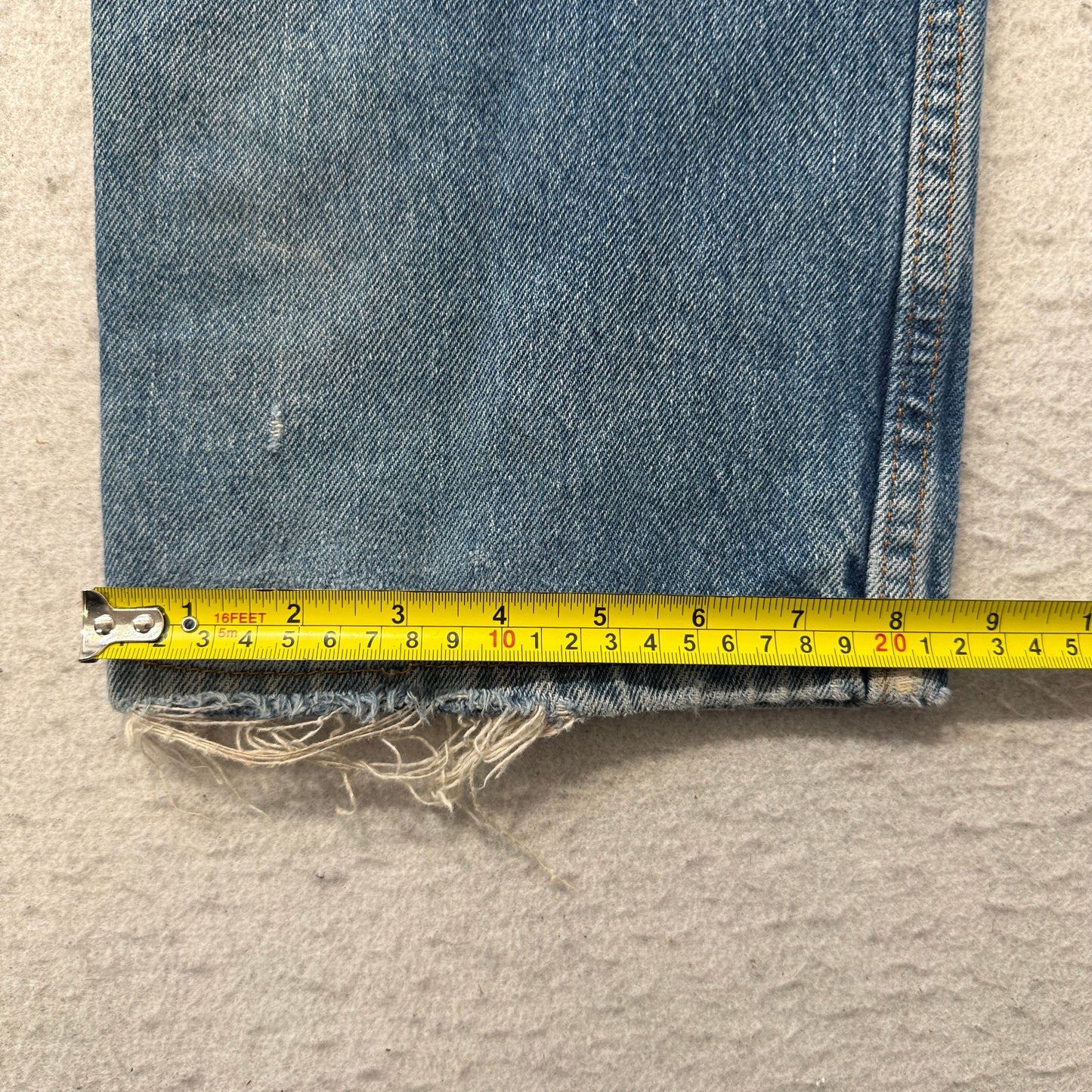 Dickies Men's Blue Straight Leg Denim Jeans Faded Distressed Workwear Size W35