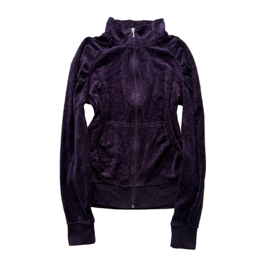 Juicy Couture Women's Eggplant Purple Zip Up Track Jacket Loungewear Y2K Size M