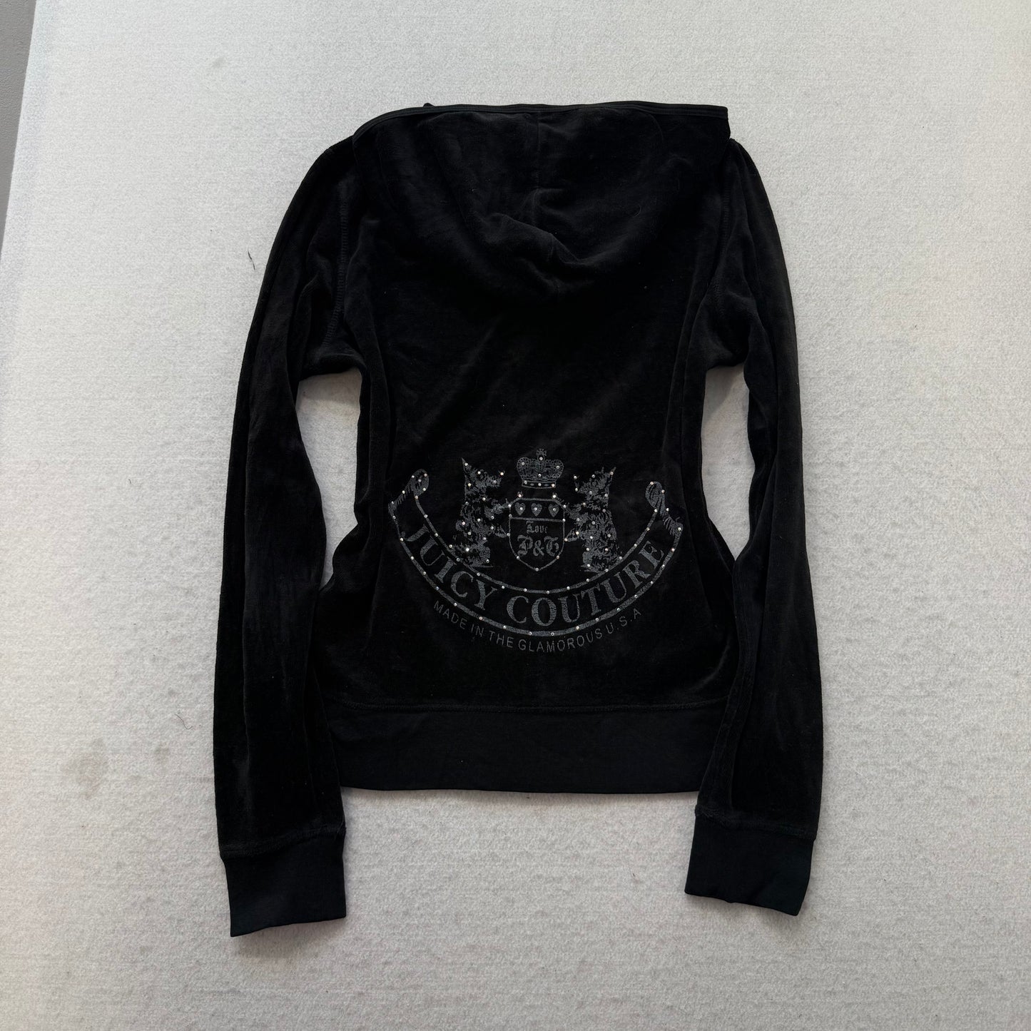 Vintage Juicy Couture Scottie Dogs Womens Black Velour Tracksuit Set Logo Size S