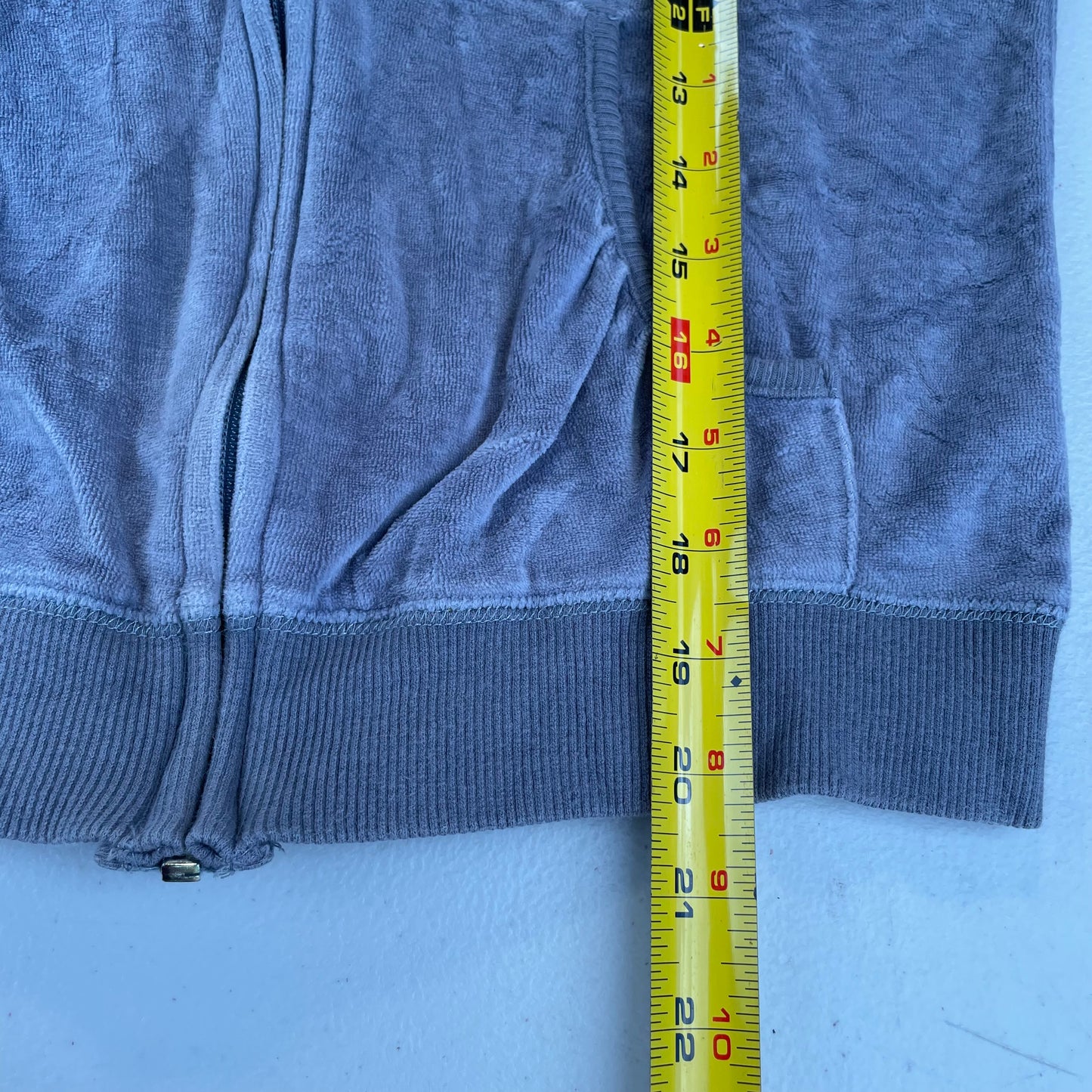 Vintage Juicy Couture Women's Slate Grey Velour Zip-Up Hoodie Loungewear Size S