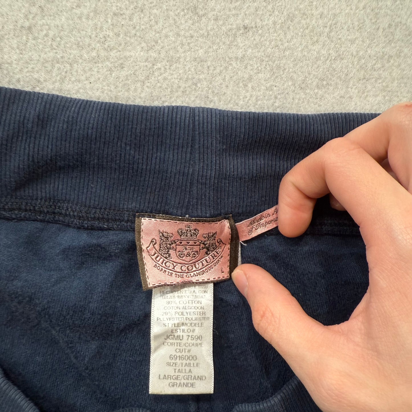 Vintage Juicy Couture Women's Navy Velour Flared Track Pants Loungewear Size L