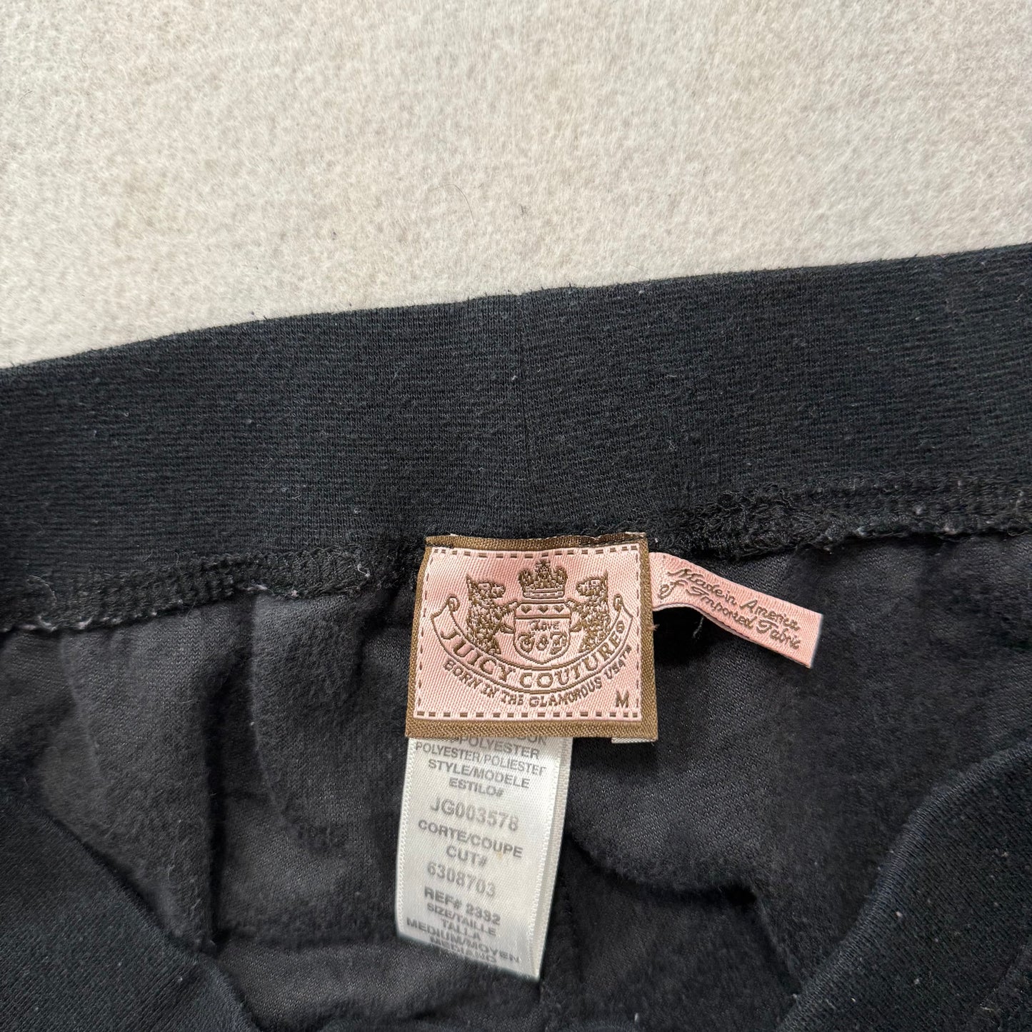Juicy Couture Black Velour Tracksuit Set Zip Up Hoodie & Flare Pant Logo Size M
