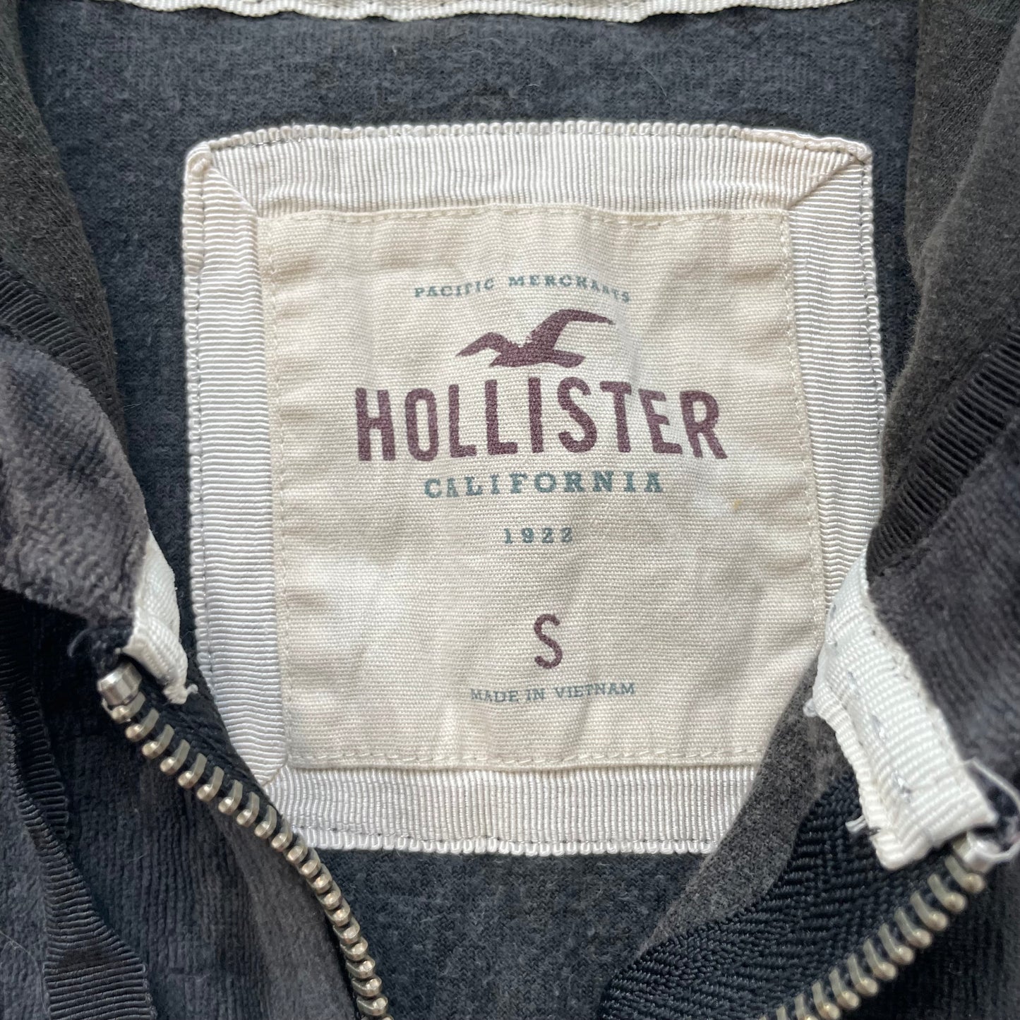 Hollister Womens Charcoal Gray Velour Zip-Up Hoodie Loungewear Drawstring Size S