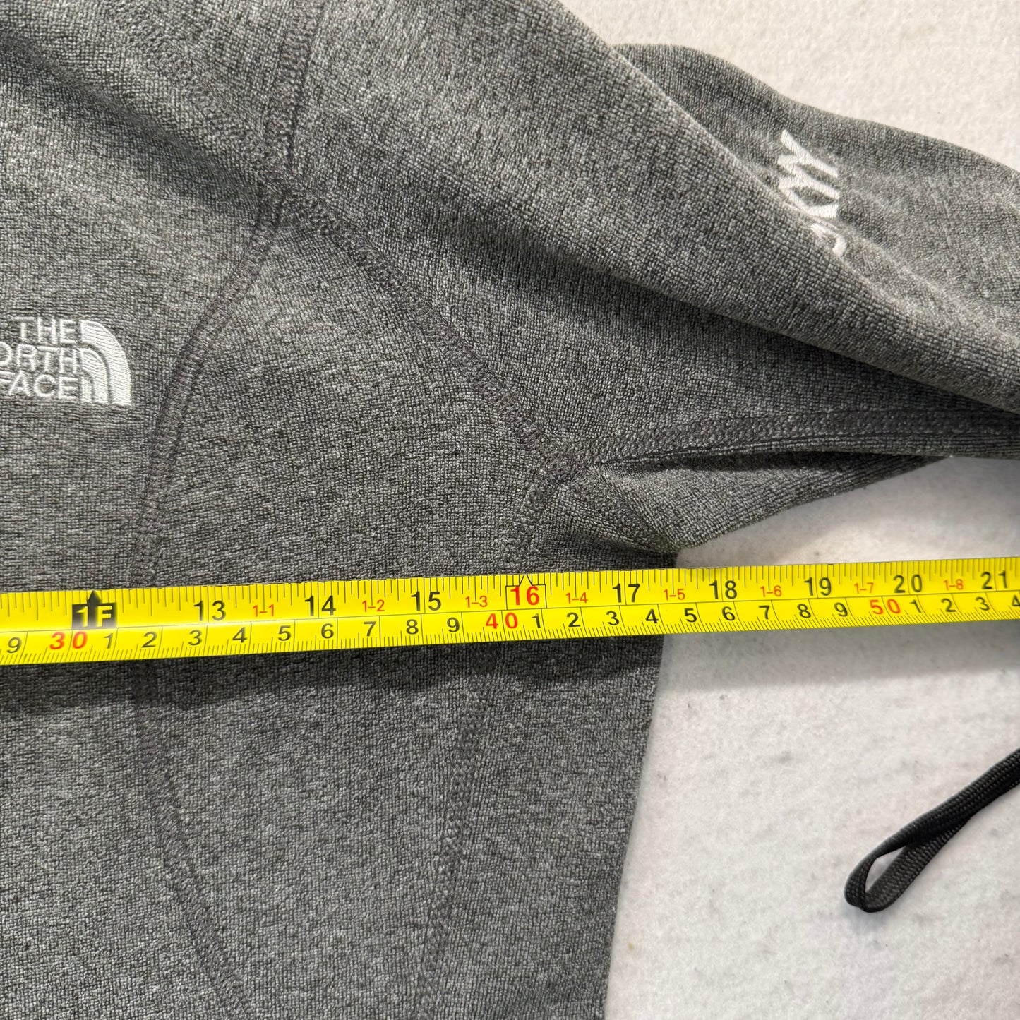The North Face Women's Gray Glacier Full Zip Hoodie Ruched Pockets Logo Size S