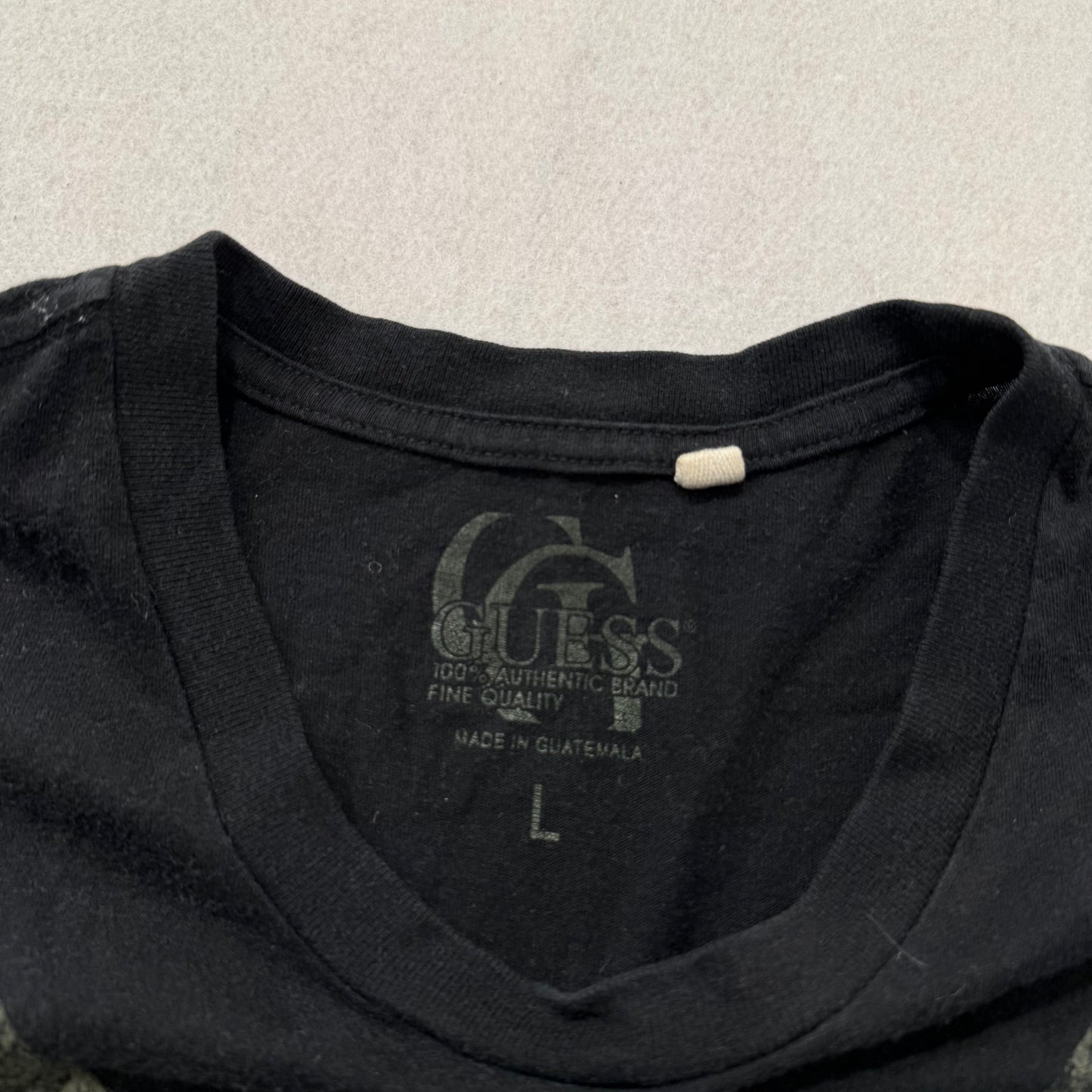 Guess Jeans Men's Faded Black Cotton T-Shirt Short Sleeves Rock Style Tee Size L