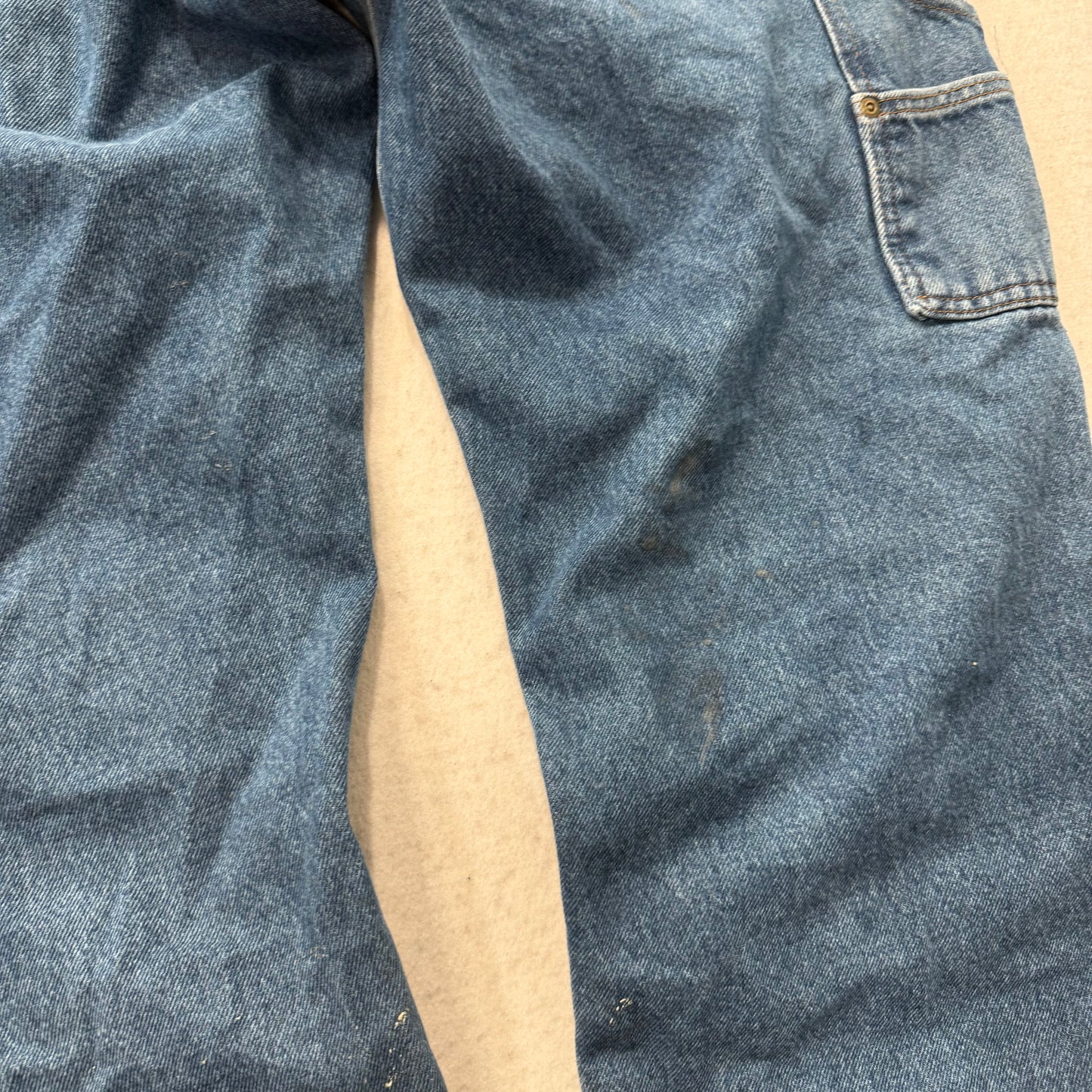 Key Men's Dark Wash Blue Denim Double Knee Carpenter Jeans Hammer Loop Size 38