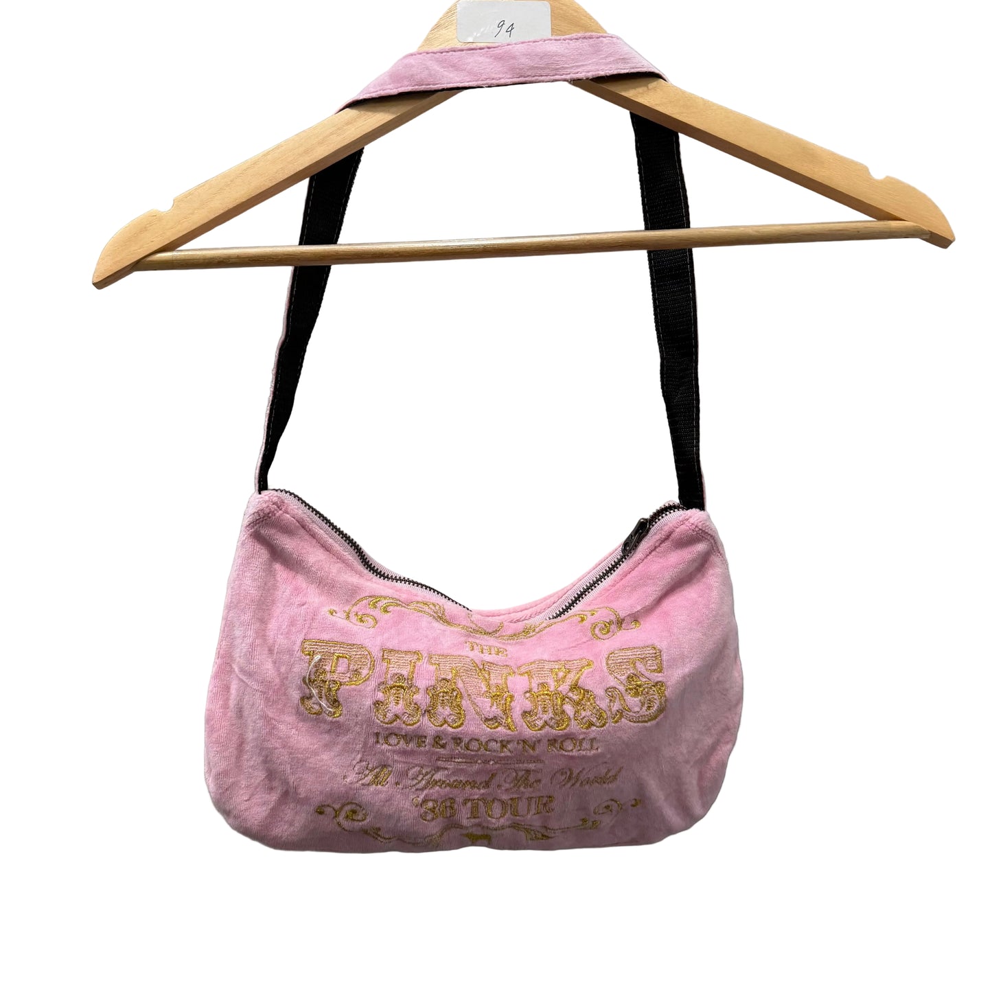 Victoria's Secret PINK Love & Rock 'n Roll Pink Velour Logo Shoulder Bag Size L