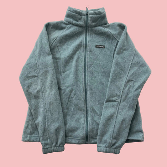 Columbia Womens Slate Gray Benton Springs Fleece Full Zip Jacket Pockets Size XL