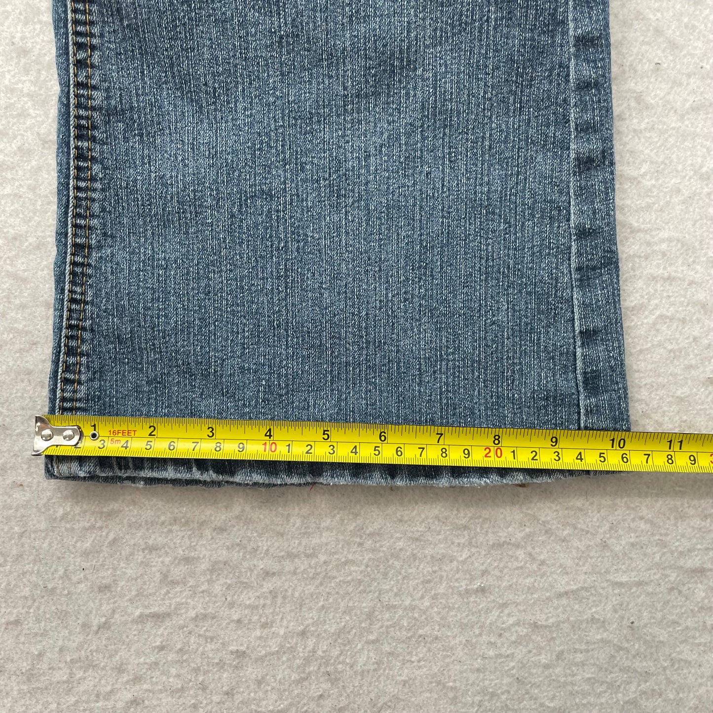 Angels Women's Blue Flared Leg Bootcut Jeans Back Flap Pockets Classic Size W32