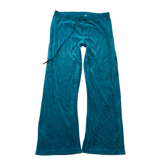 Juicy Couture Women's Teal Velour Flared Leg Track Pants Drawstring Y2K Size XL
