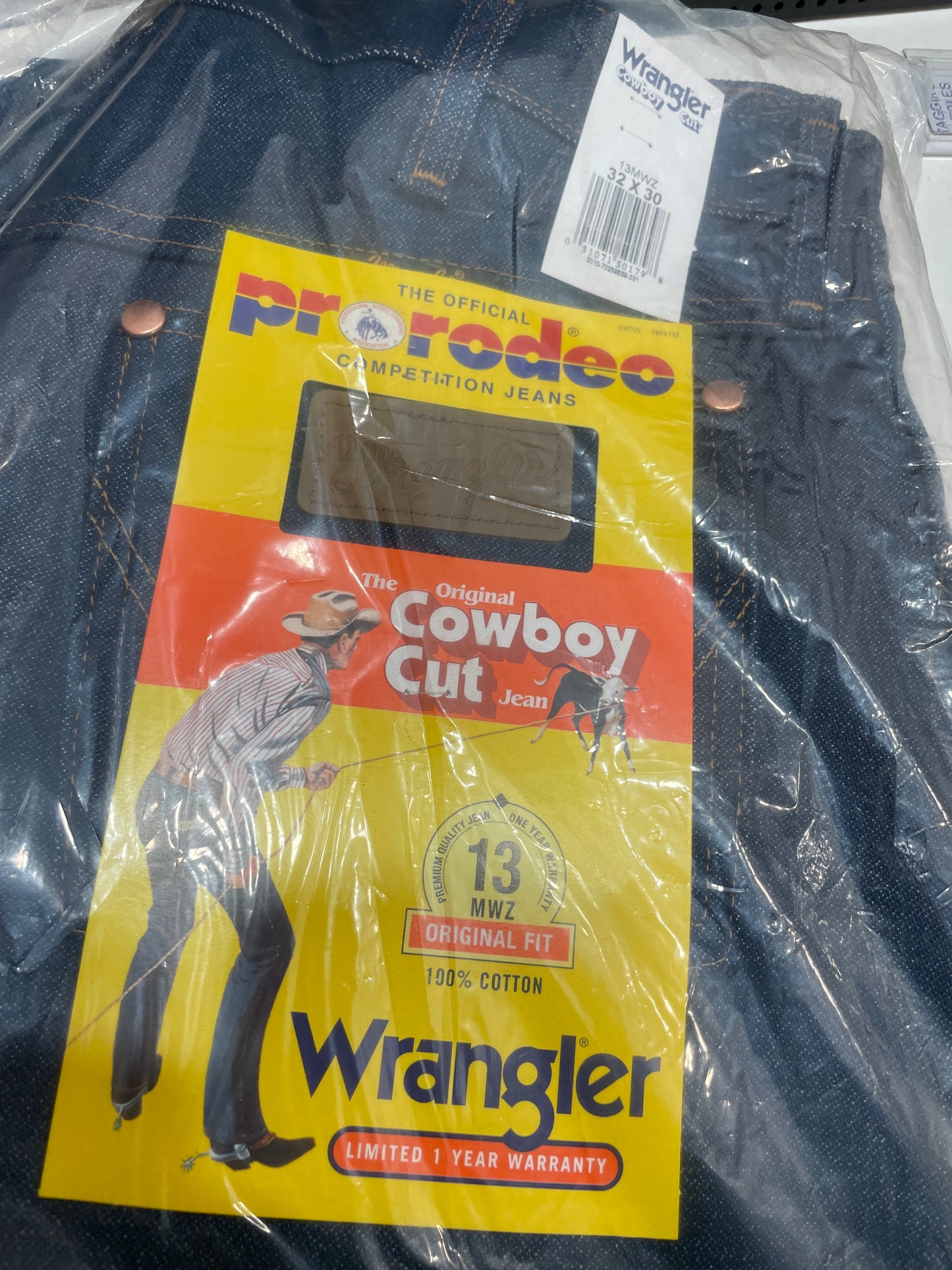 Wrangler Original Cowboy Cut 13MWZ Dark Indigo Blue Denim Jeans 100% Cotton Size 32x30