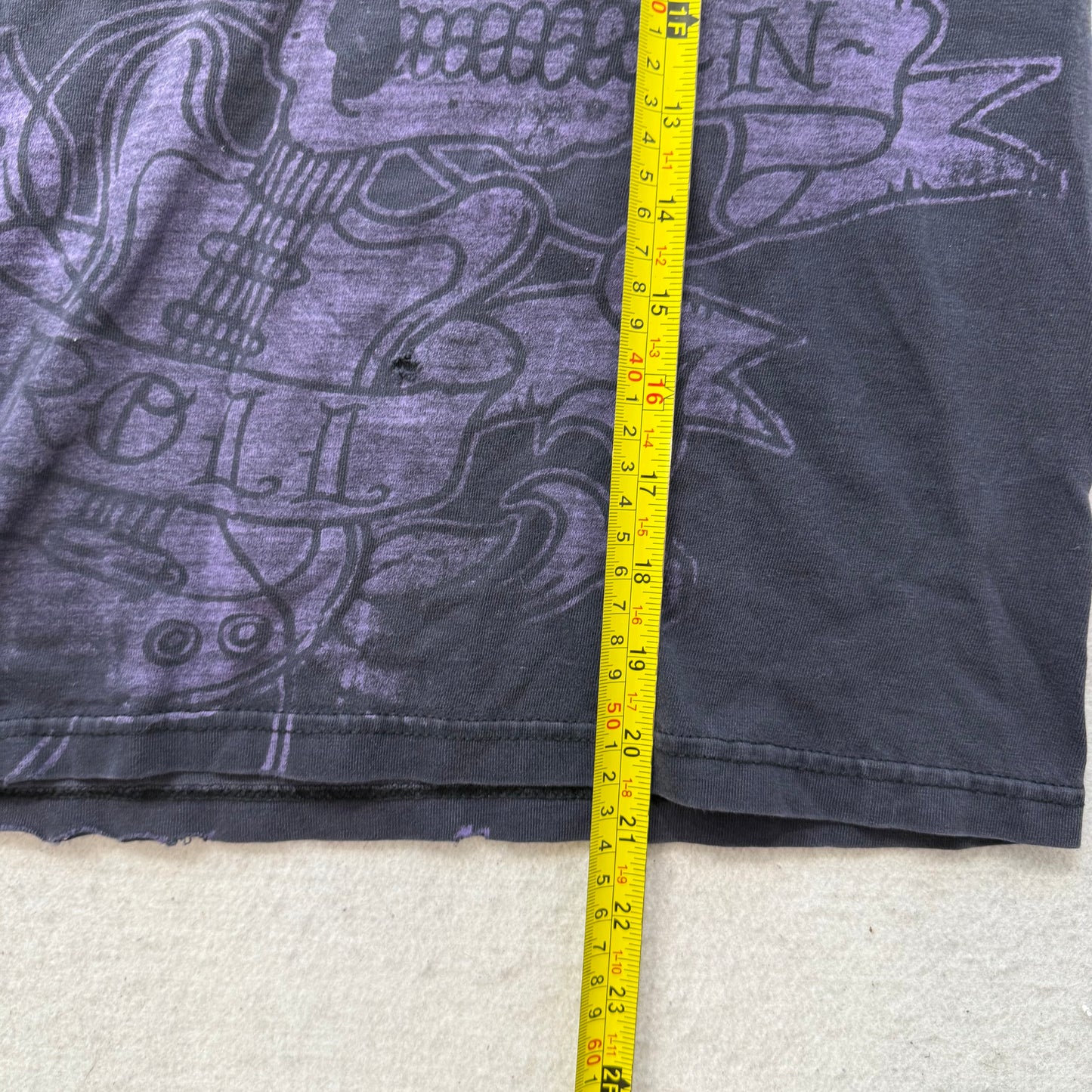 Grey Star Mens Charcoal 100% Cotton T-Shirt Skull Guitar Graphic Crewneck Size M