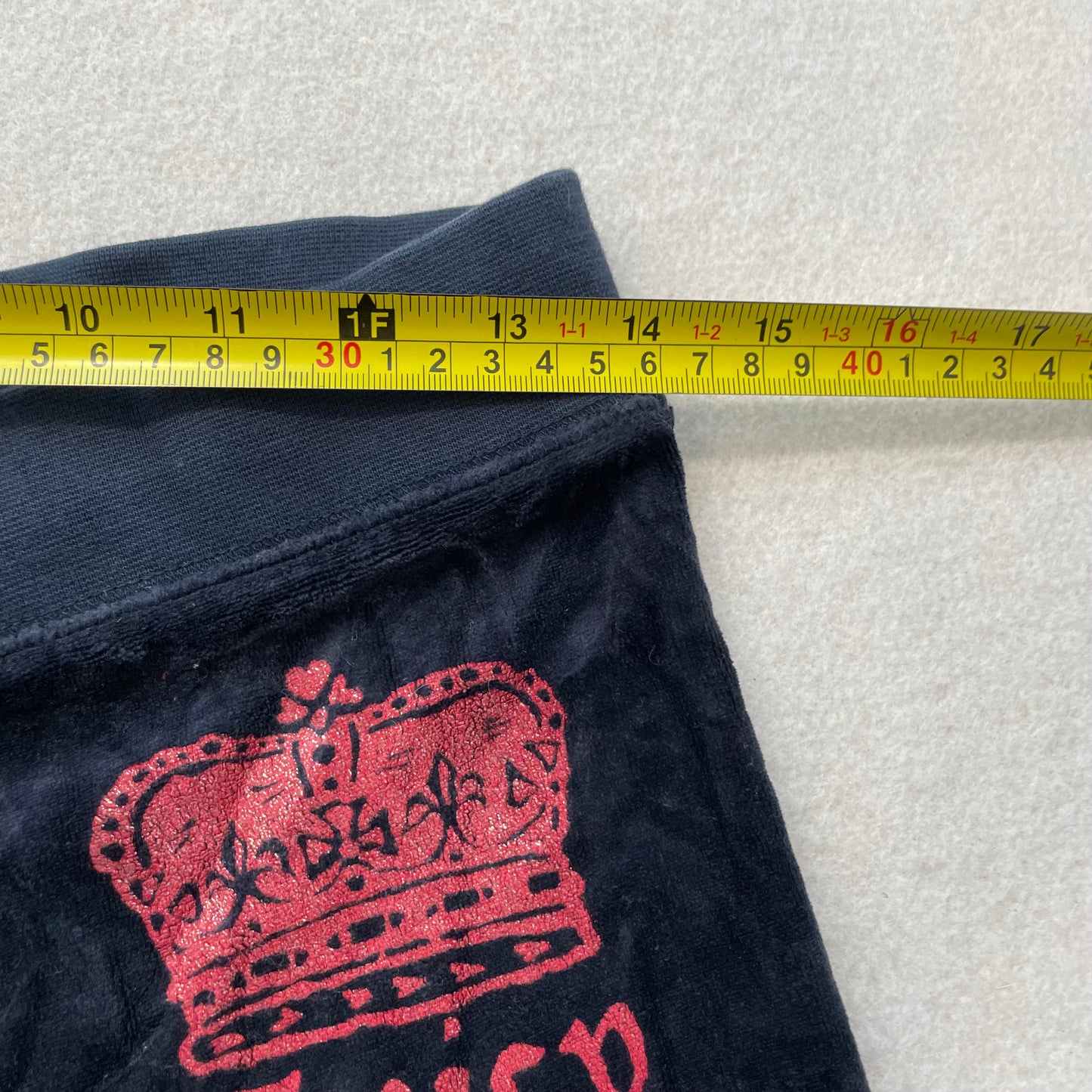 Juicy Couture Women's Navy Velour Flared Track Pant Drawstring Crown Logo Size P