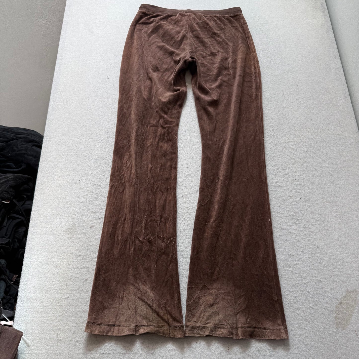 Vintage Juicy Couture Women Brown Velour Flared Track Pant Loungewear Y2k Size S