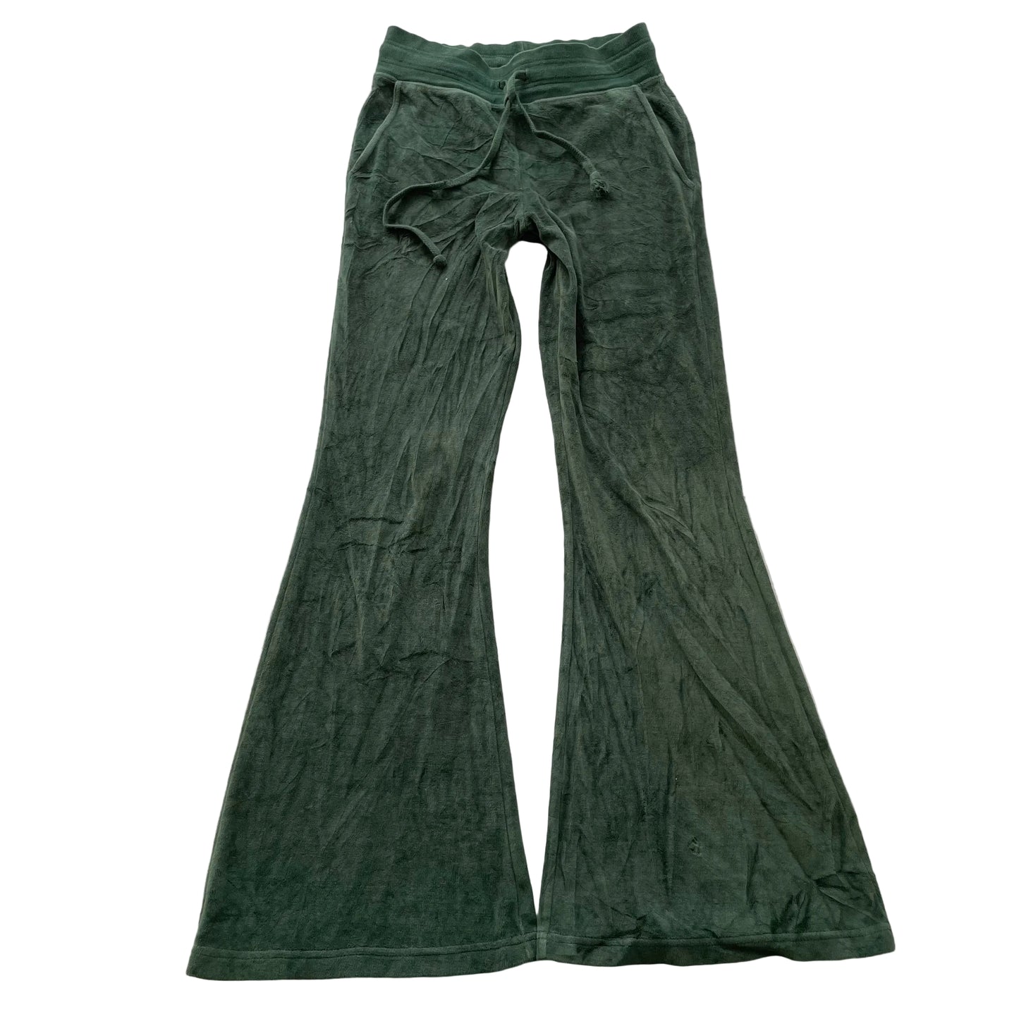 Juicy Couture Women's Dark Green Velour Flared Leg Track Pants Drawstring Size S