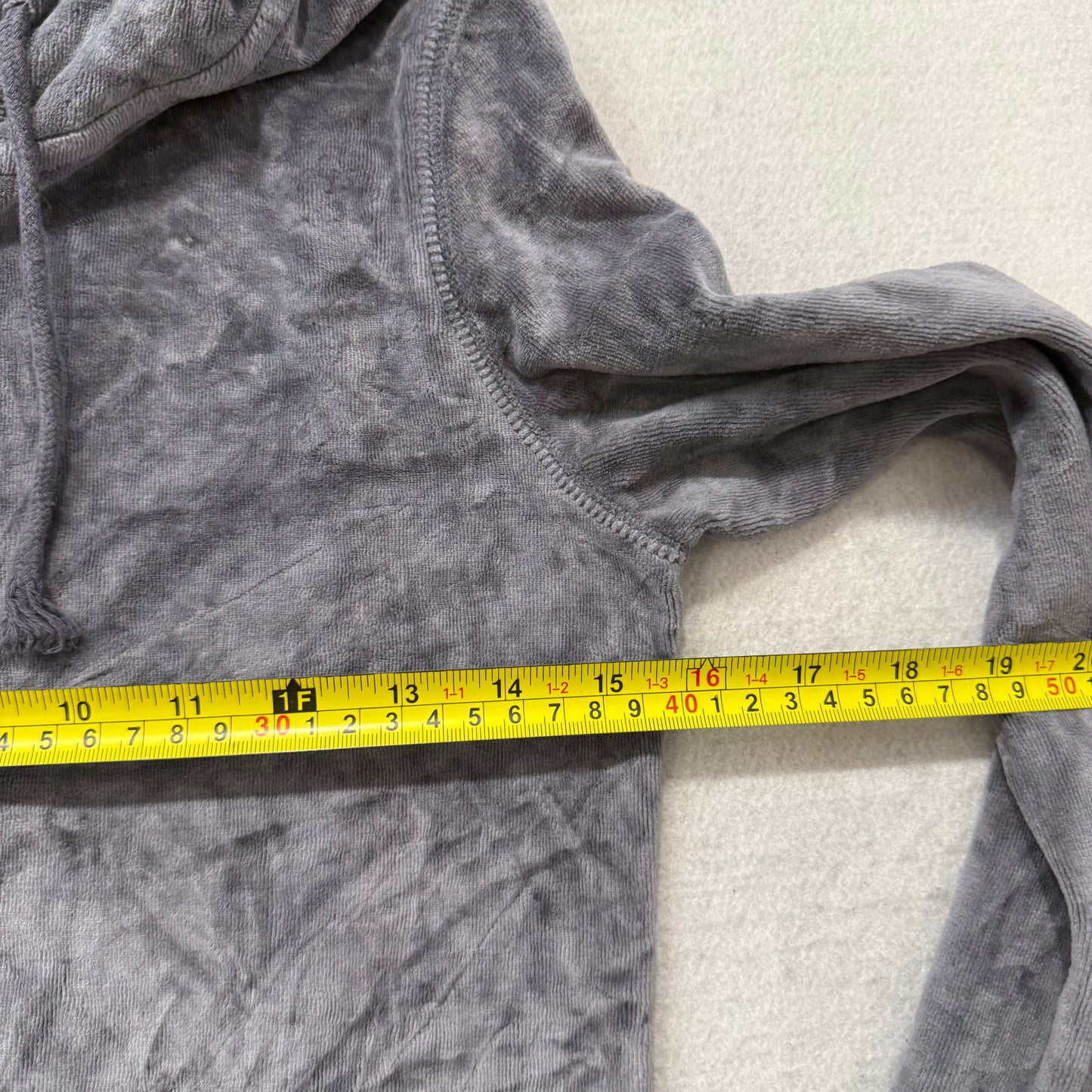 Vintage Juicy Couture Womens Gunmetal Velour Zip Up Hoodie Loungewear Y2K Size L