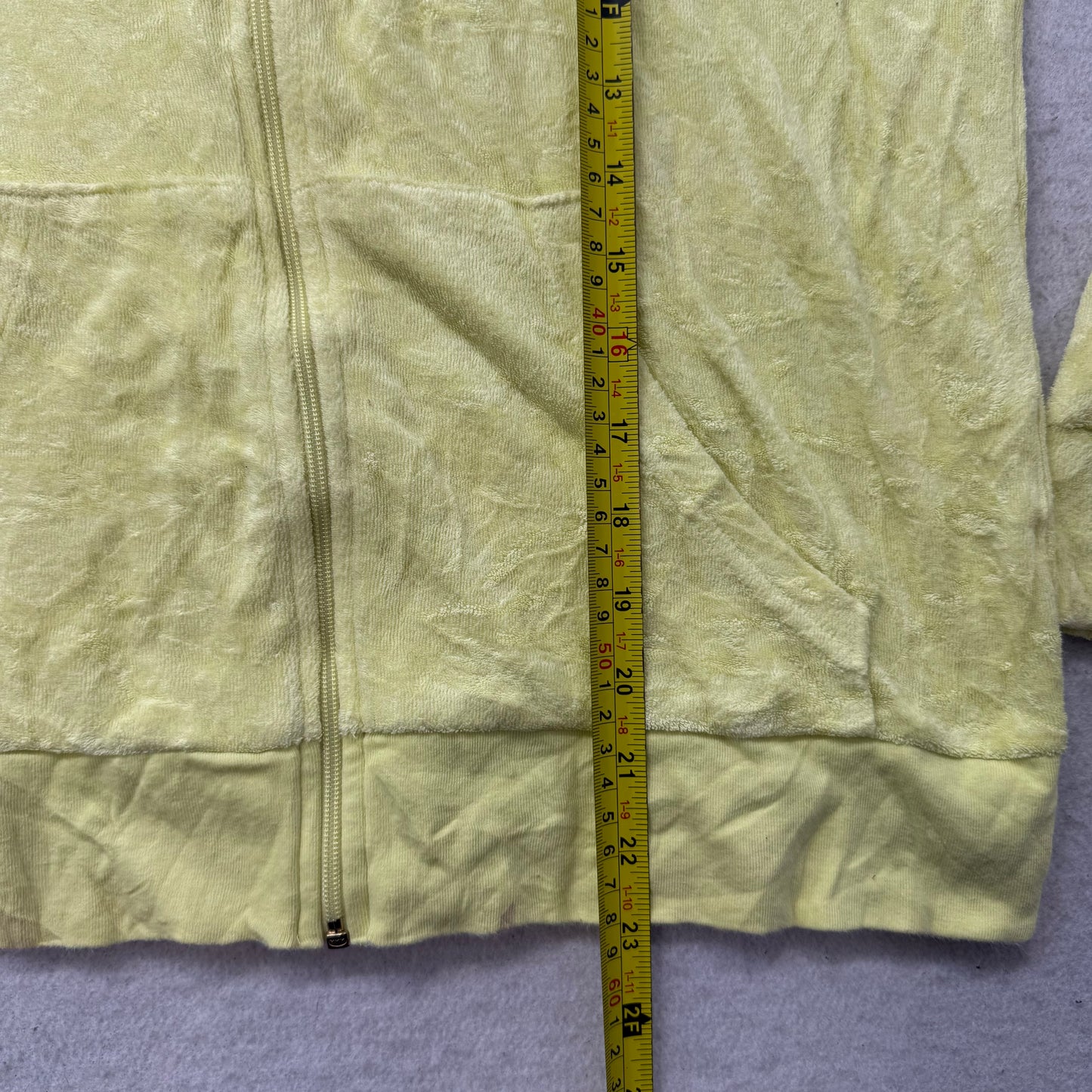 Juicy Couture Women's Yellow Terry Cloth Zip-Up Hoodie Long Sleeve Casual Size L