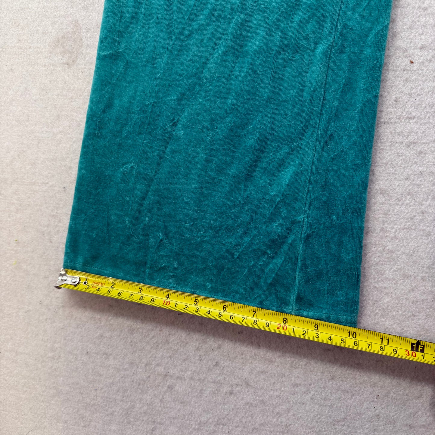 Bebe Women Turquoise Velour Flared Track Pants Rhinestone Logo Loungewear Size L